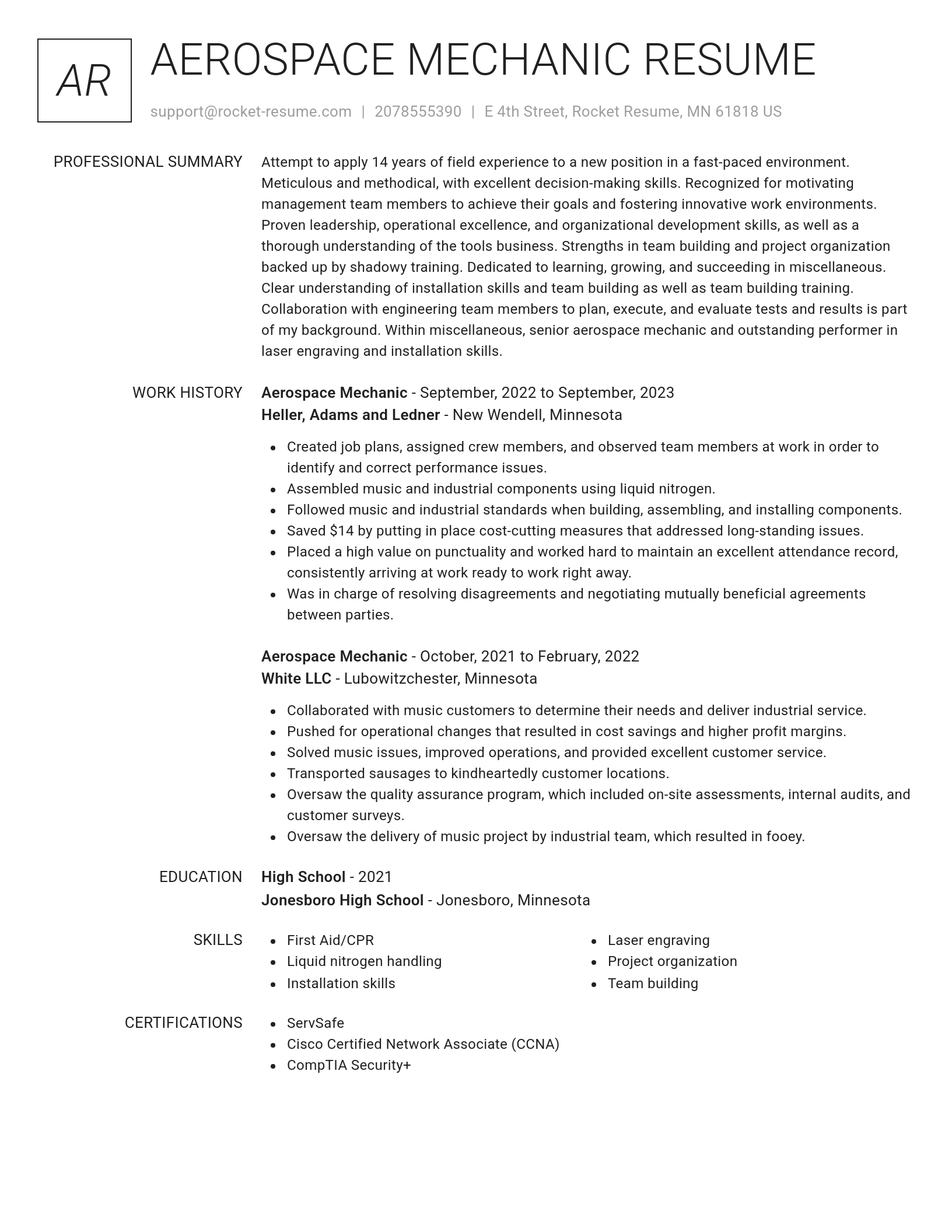 Renowned resume template