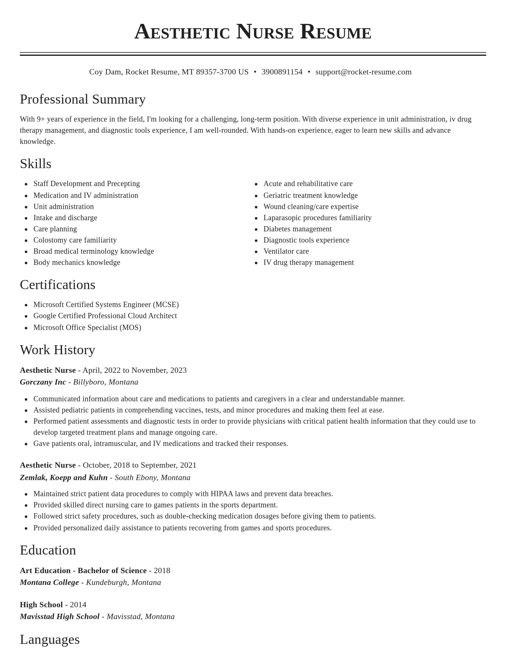 Classic resume template