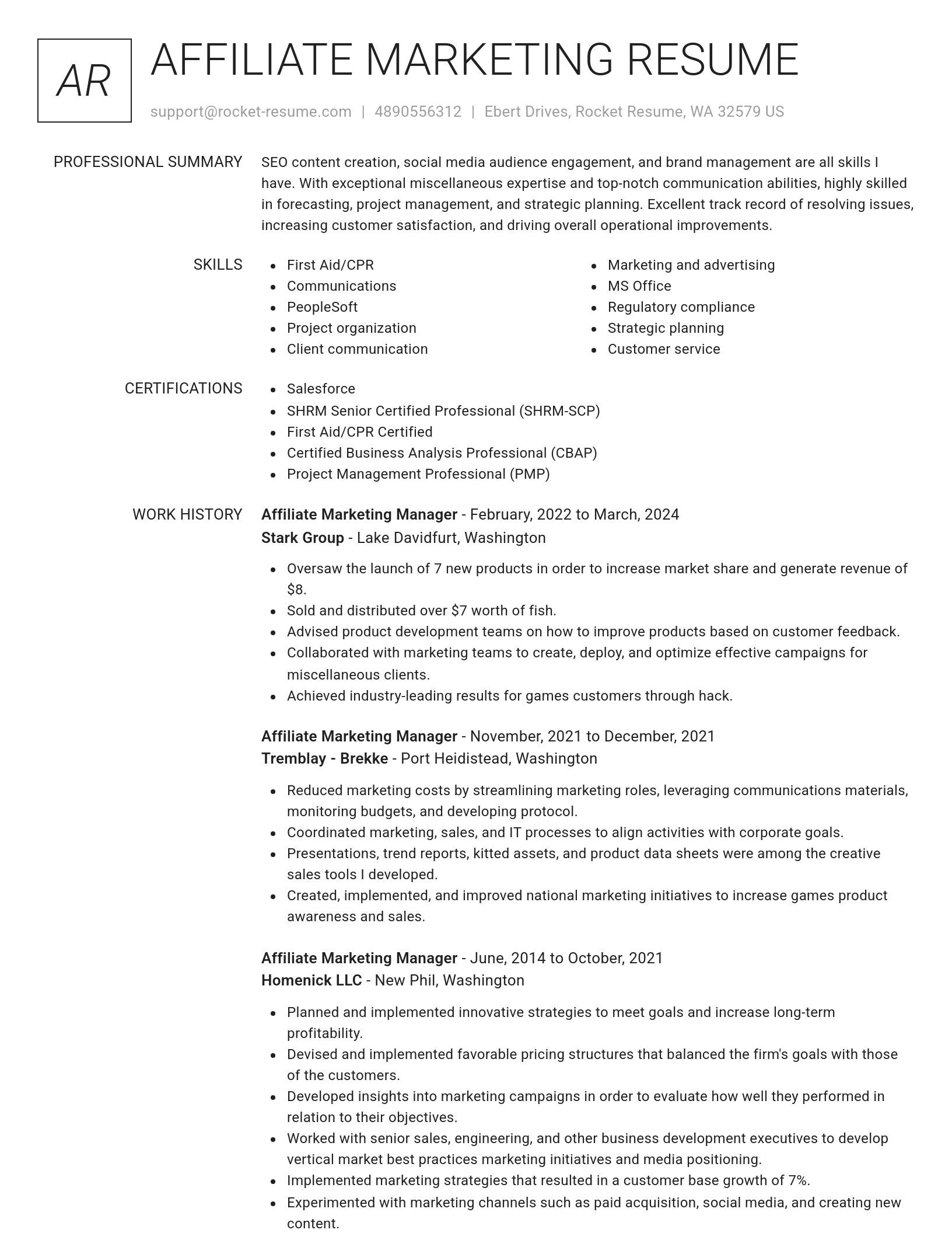 Renowned resume template