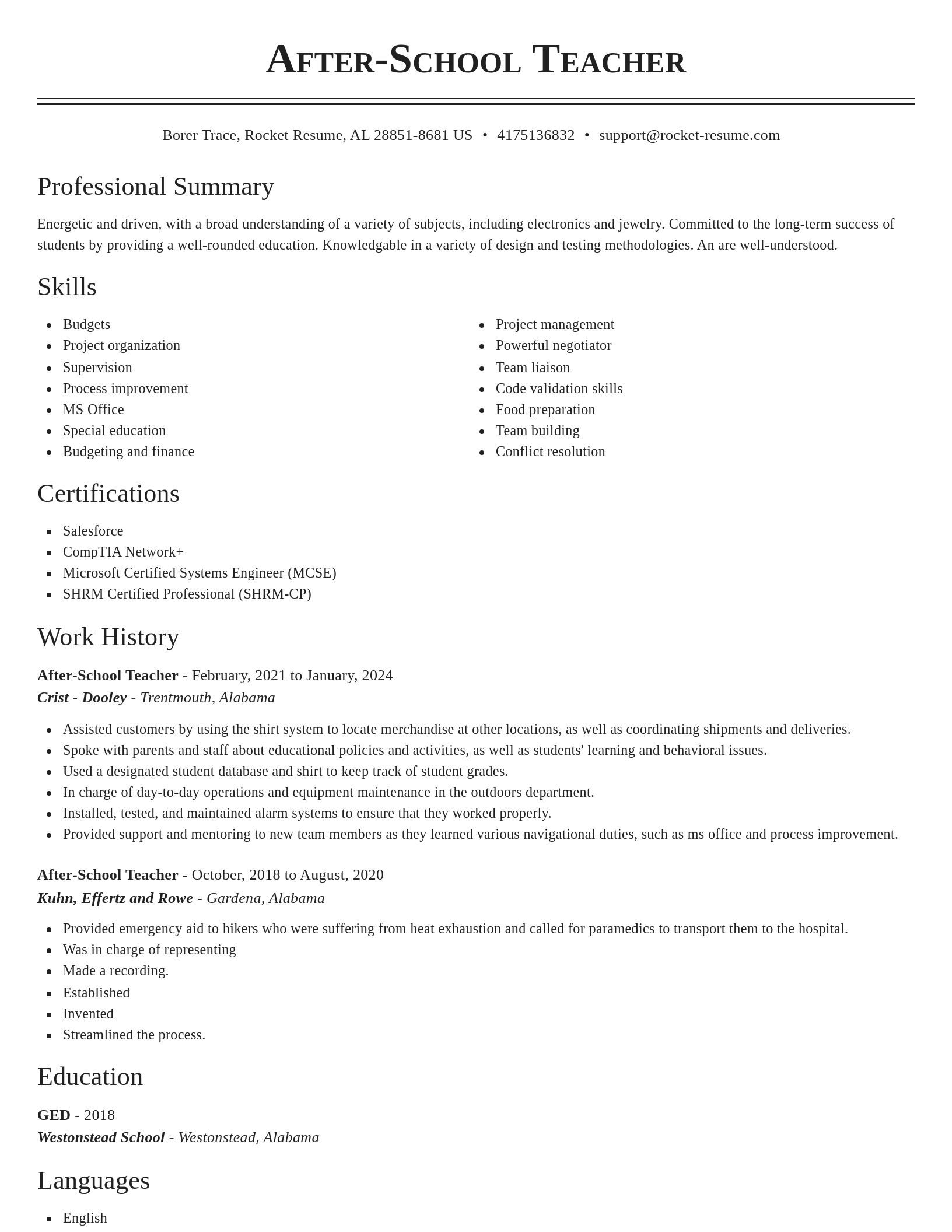 Classic resume template