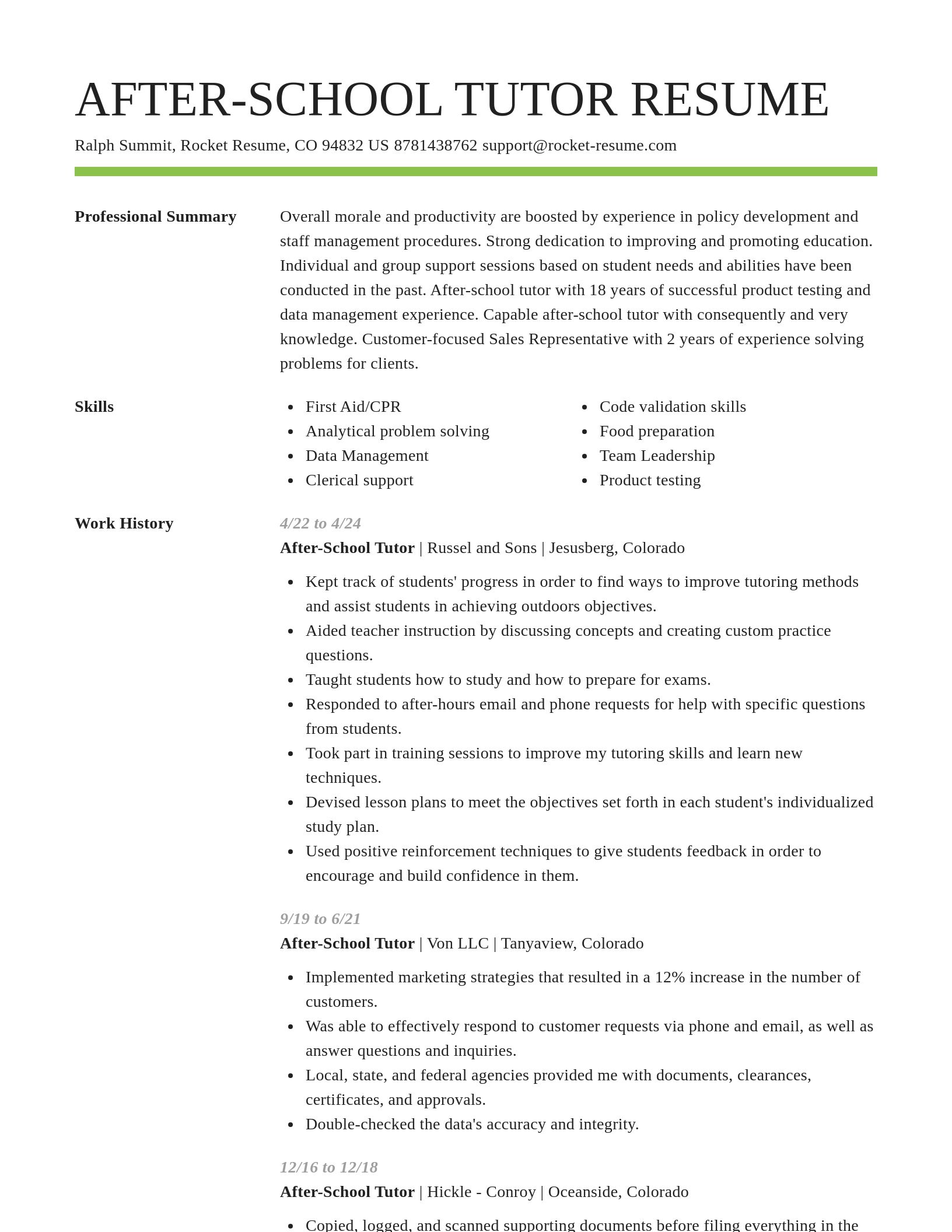 Smart resume template