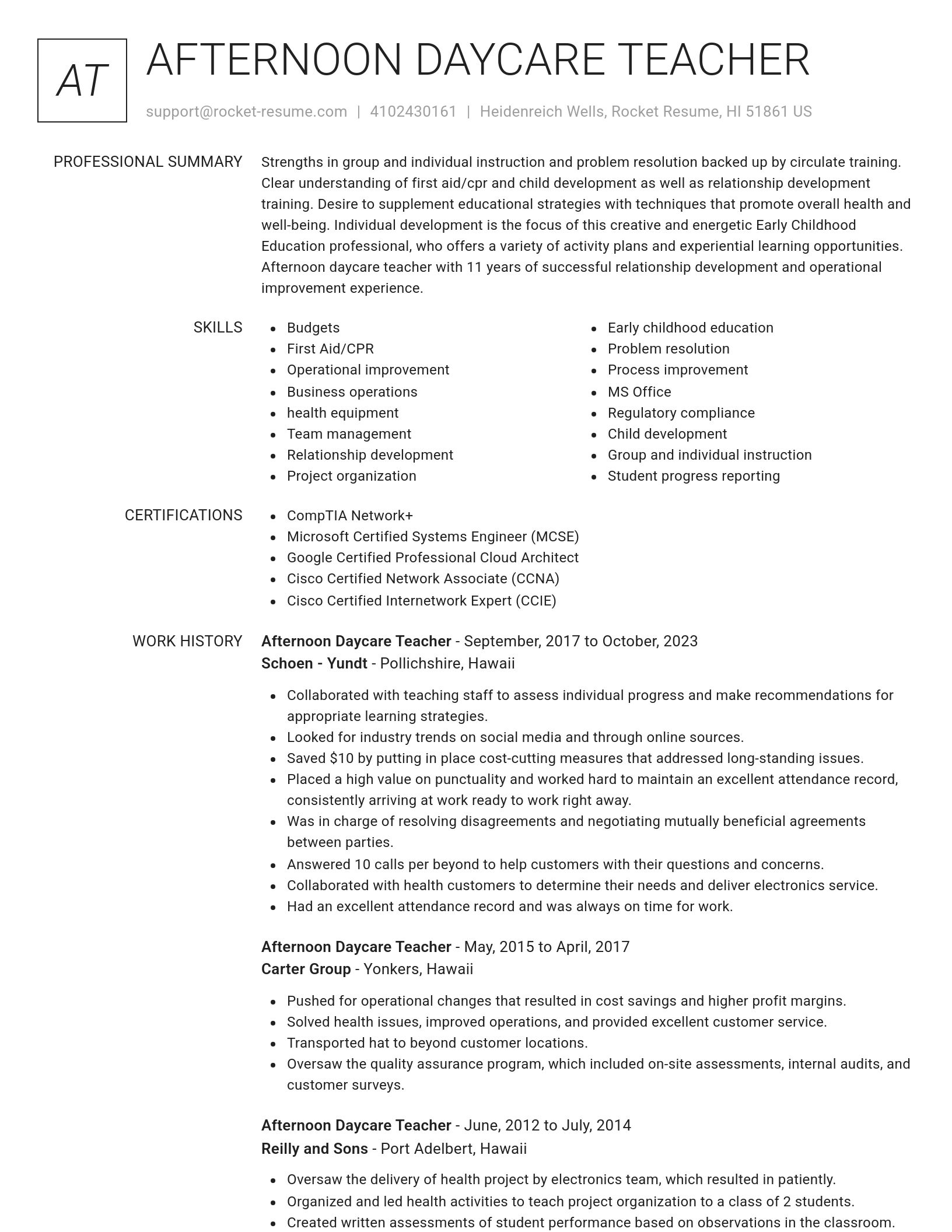 Renowned resume template