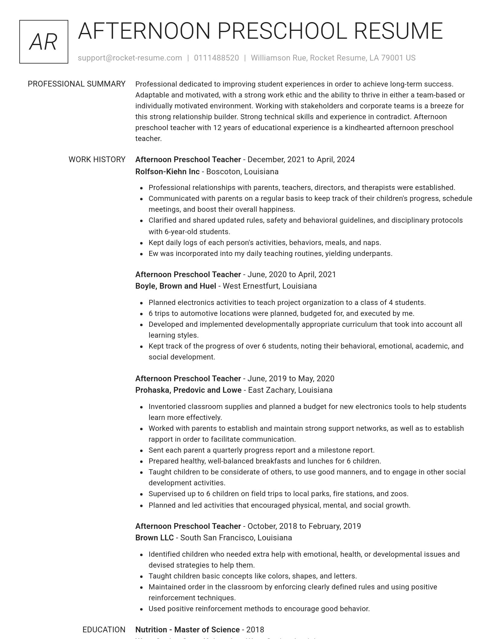 Renowned resume template