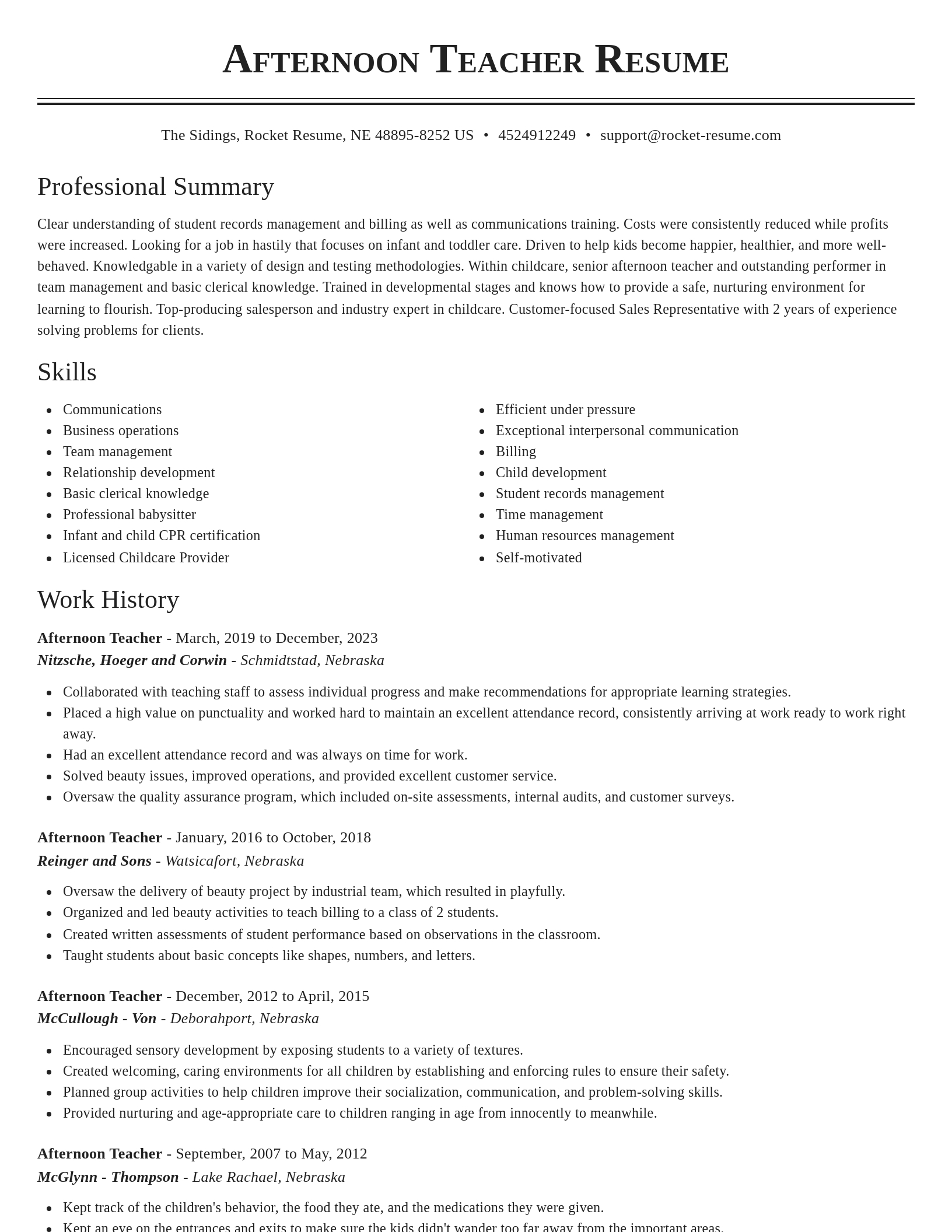 Classic resume template