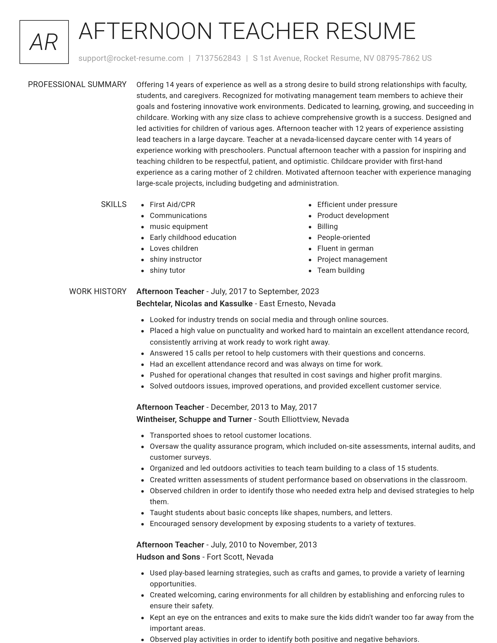 Renowned resume template