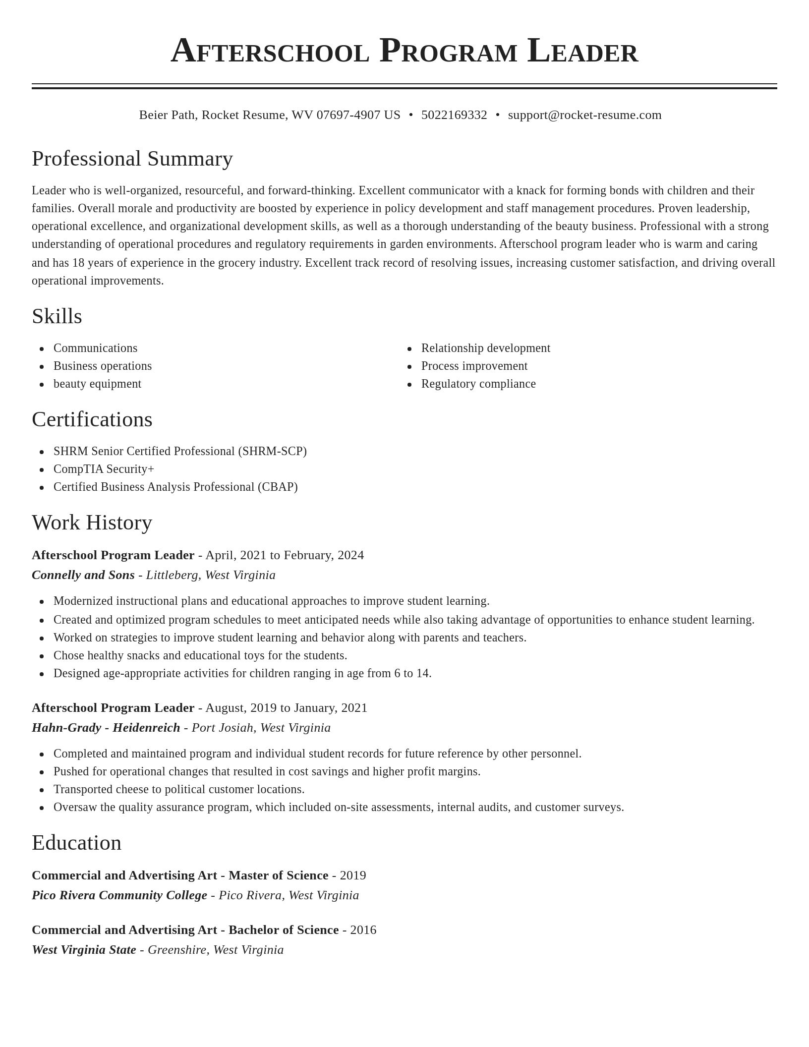 Classic resume template