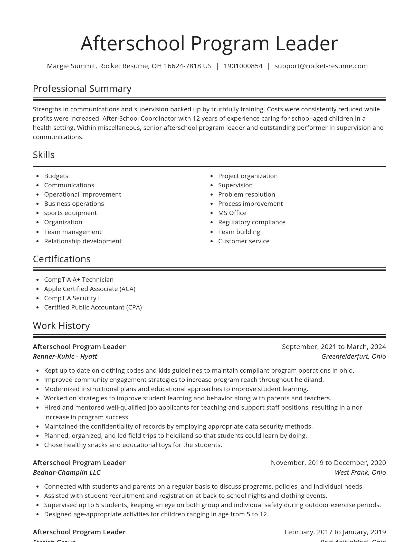 Spotlight resume template