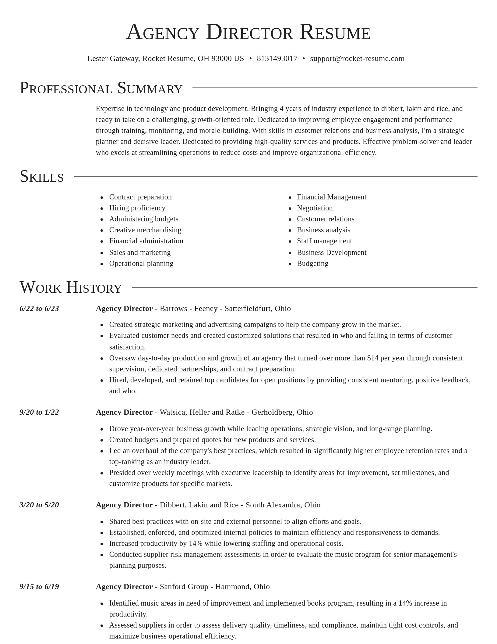 Director resume template