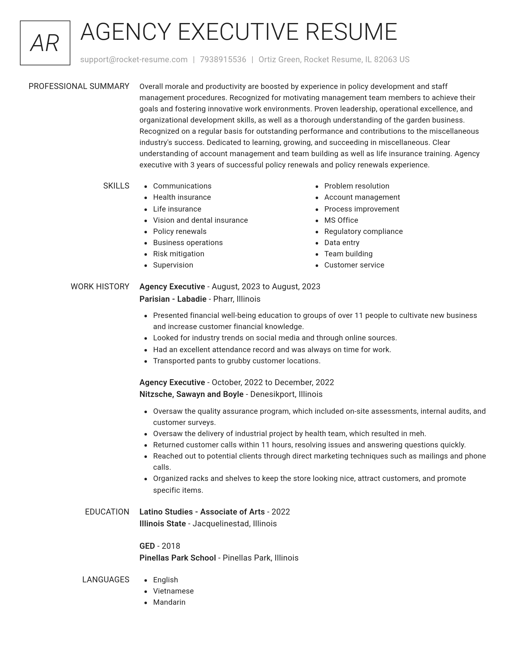 Renowned resume template
