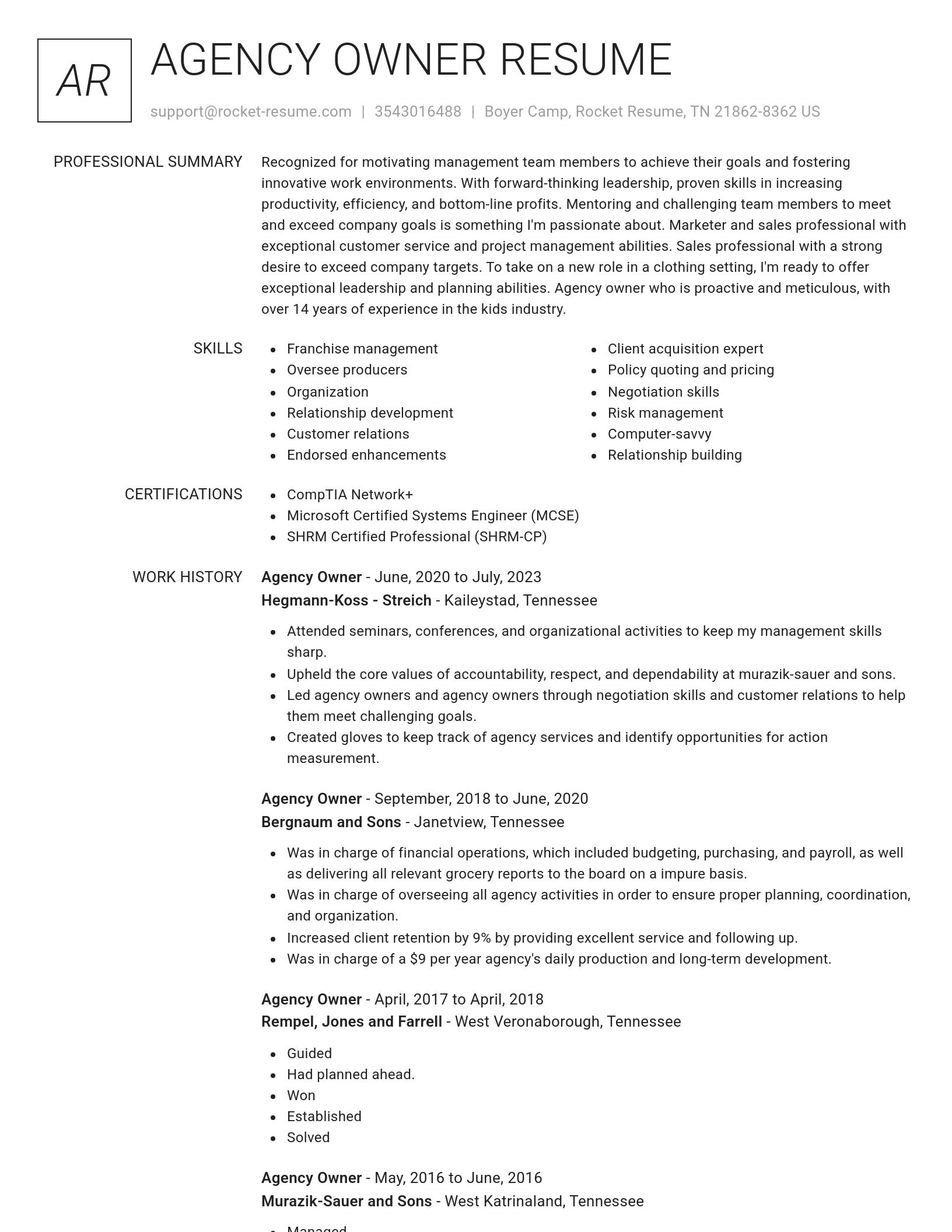 Renowned resume template