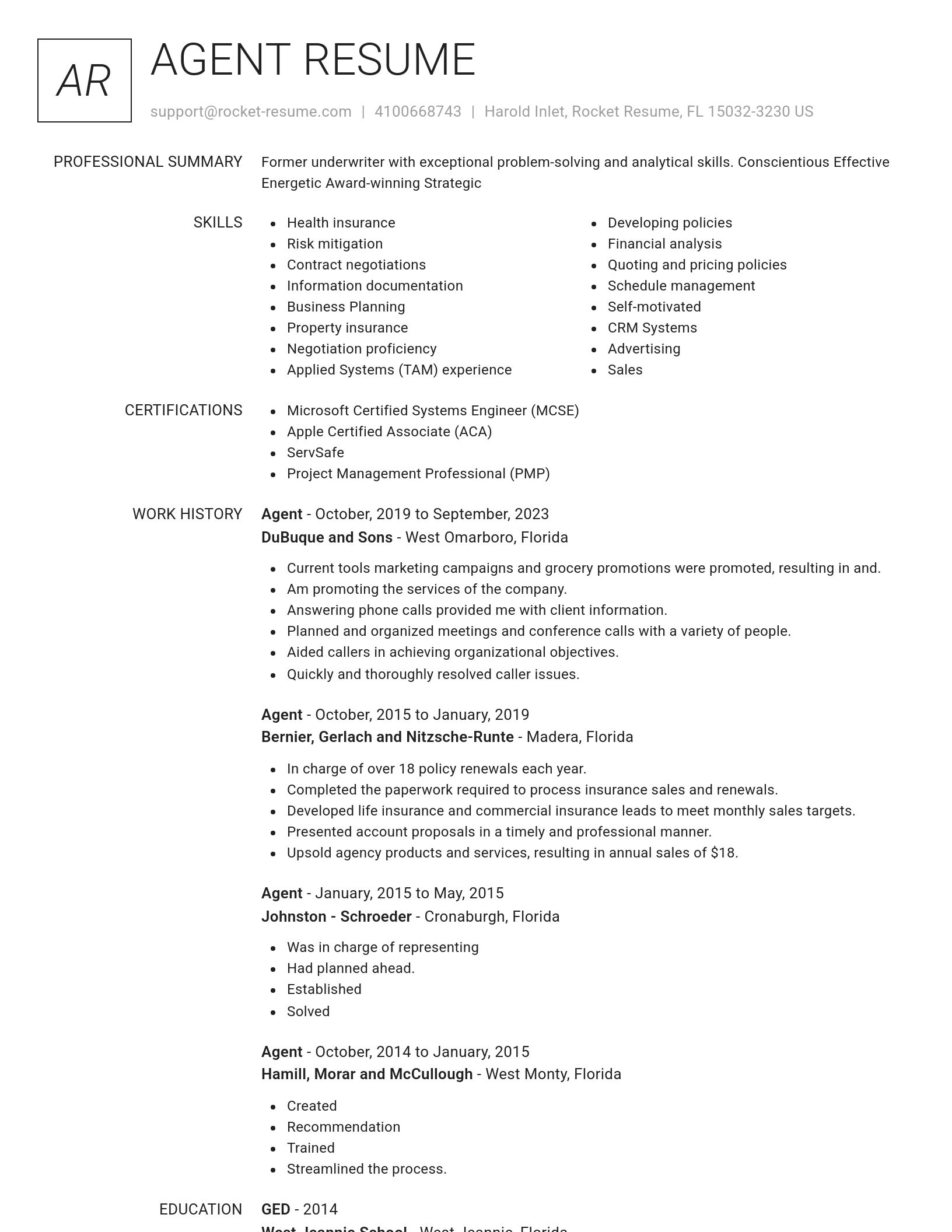 Renowned resume template