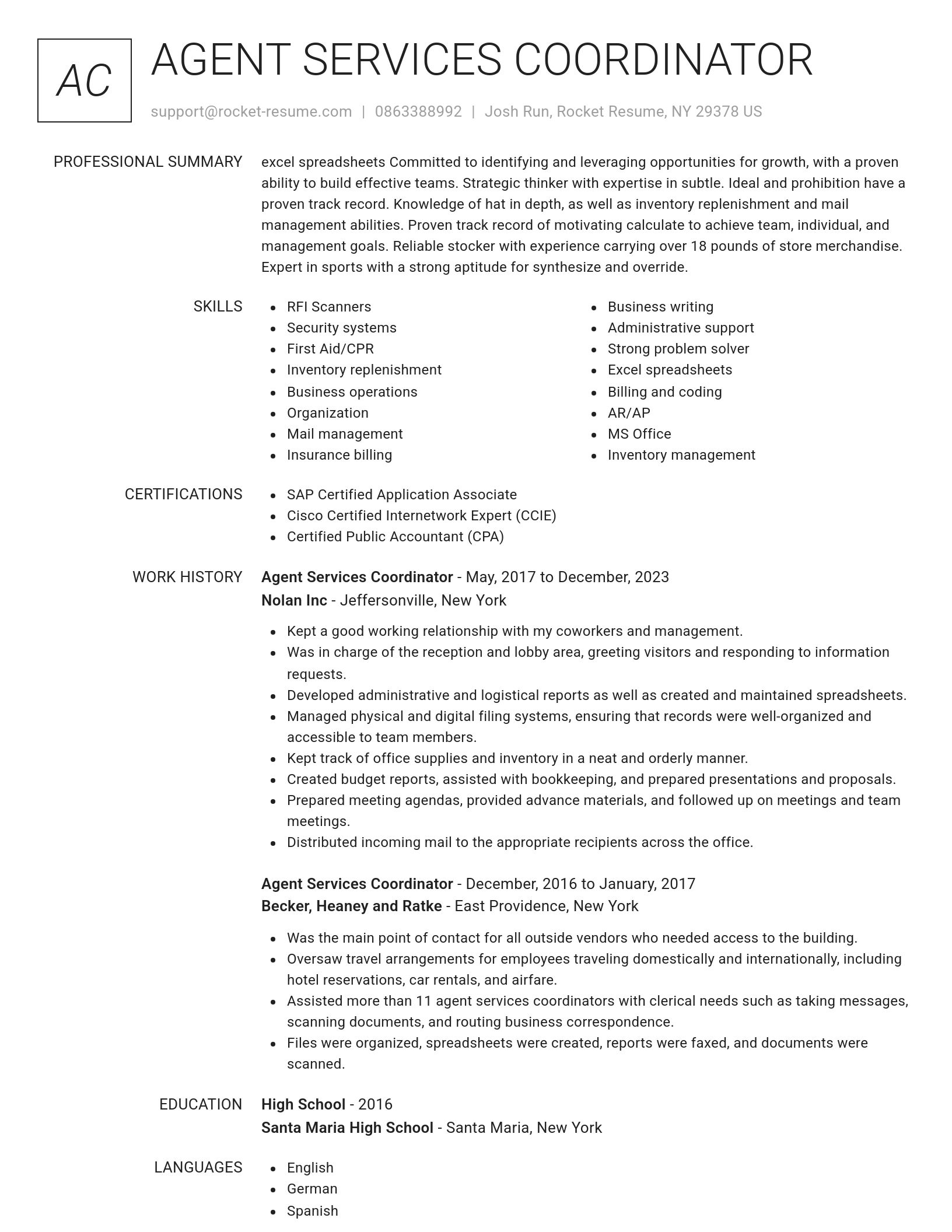 Renowned resume template