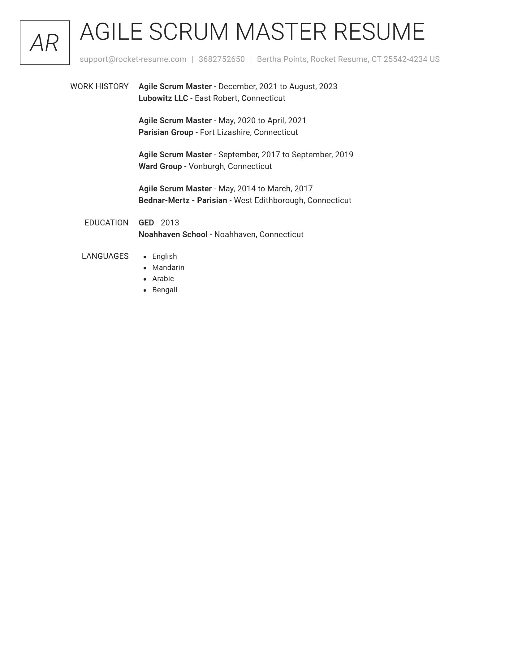 Renowned resume template