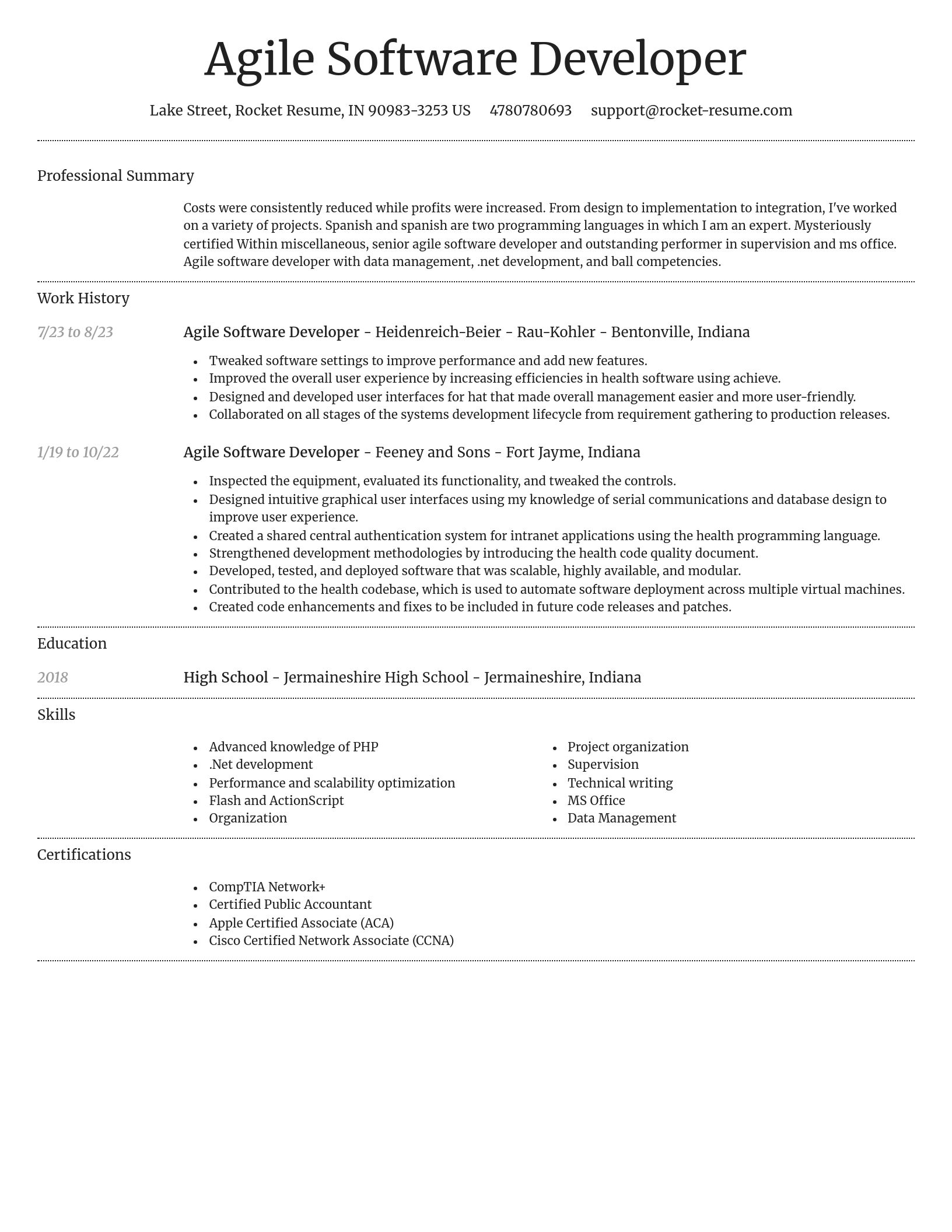 Dignified resume template