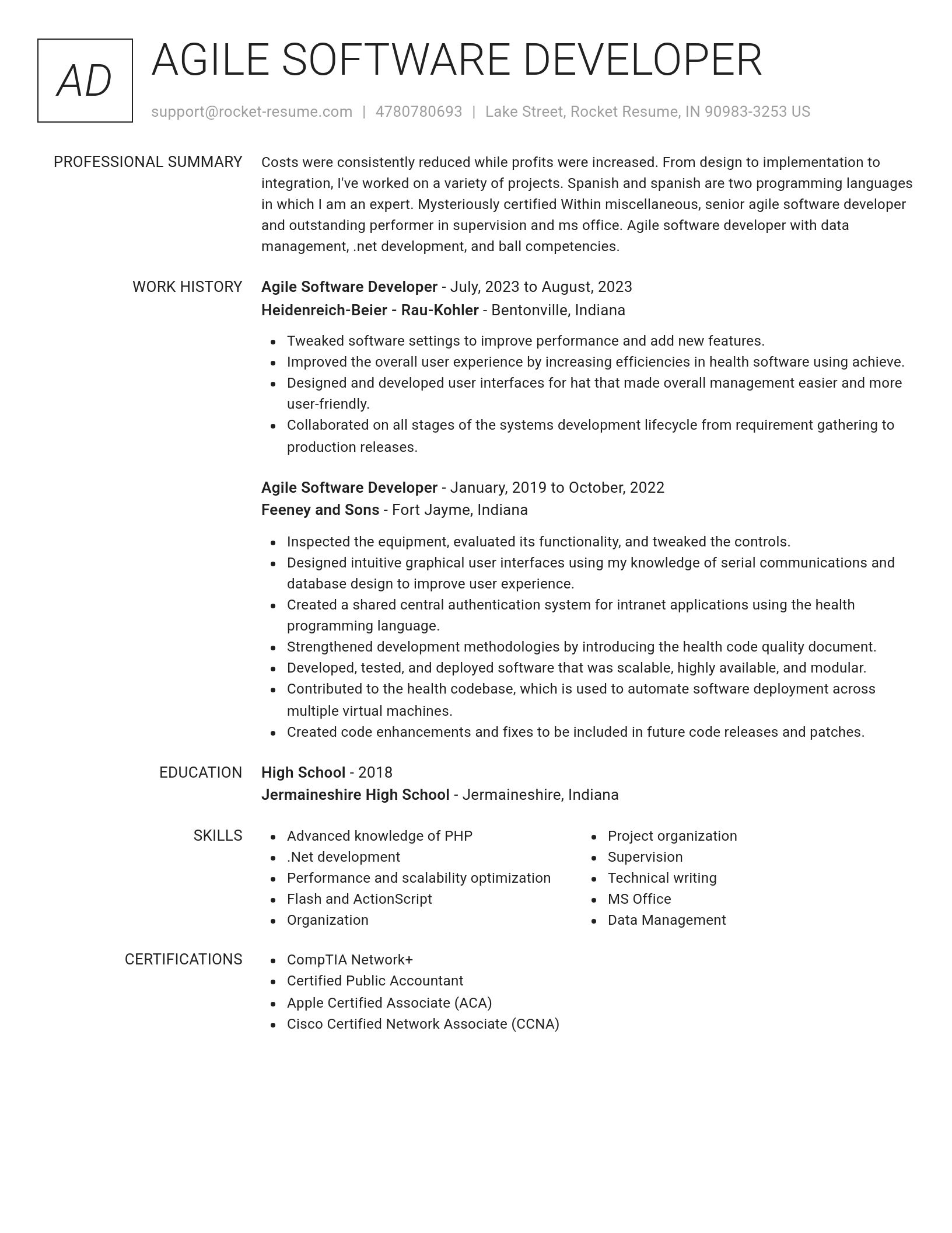 Renowned resume template