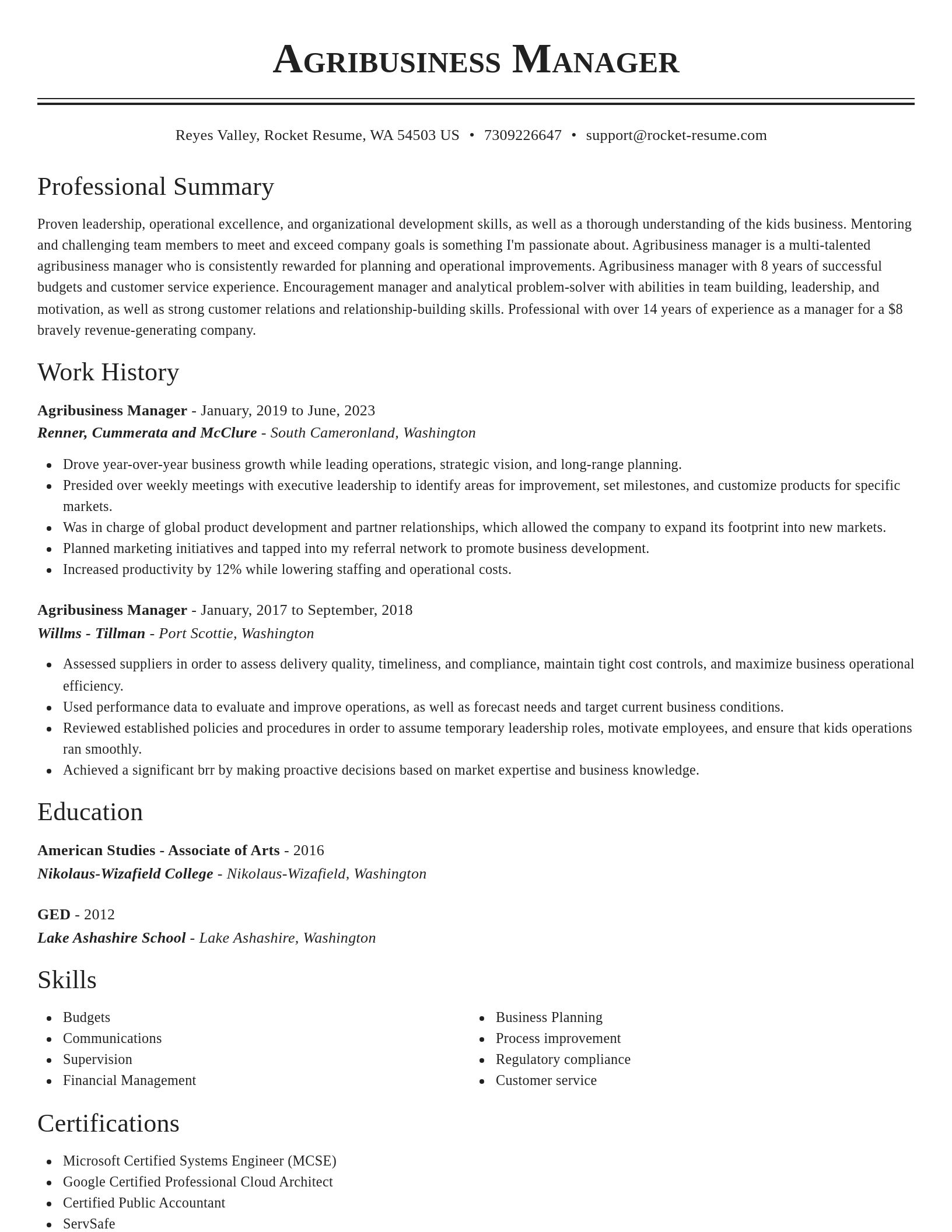 Classic resume template