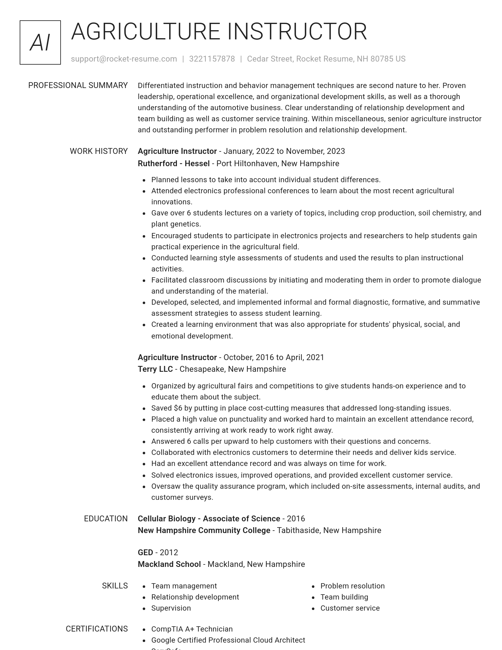 Renowned resume template