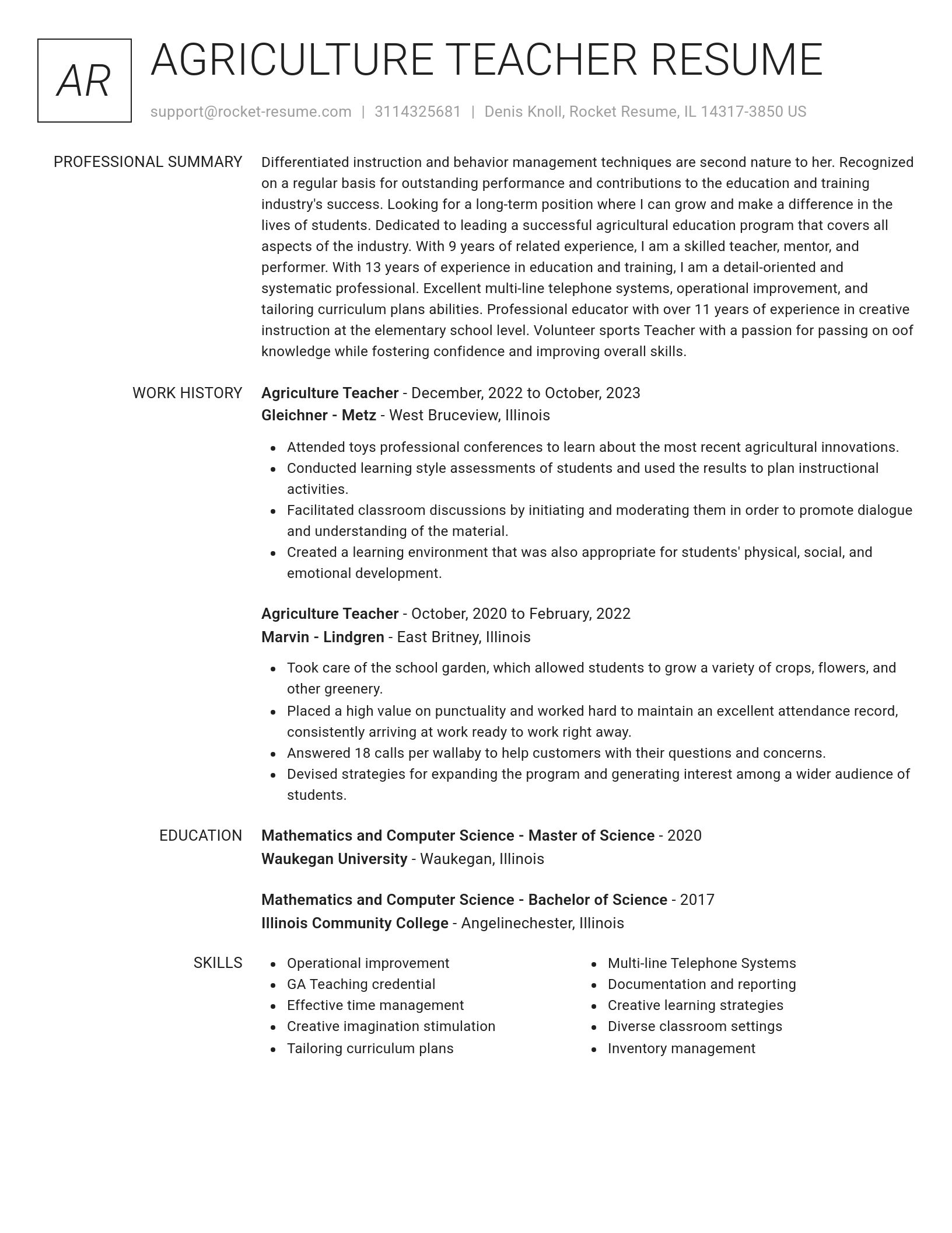 Renowned resume template