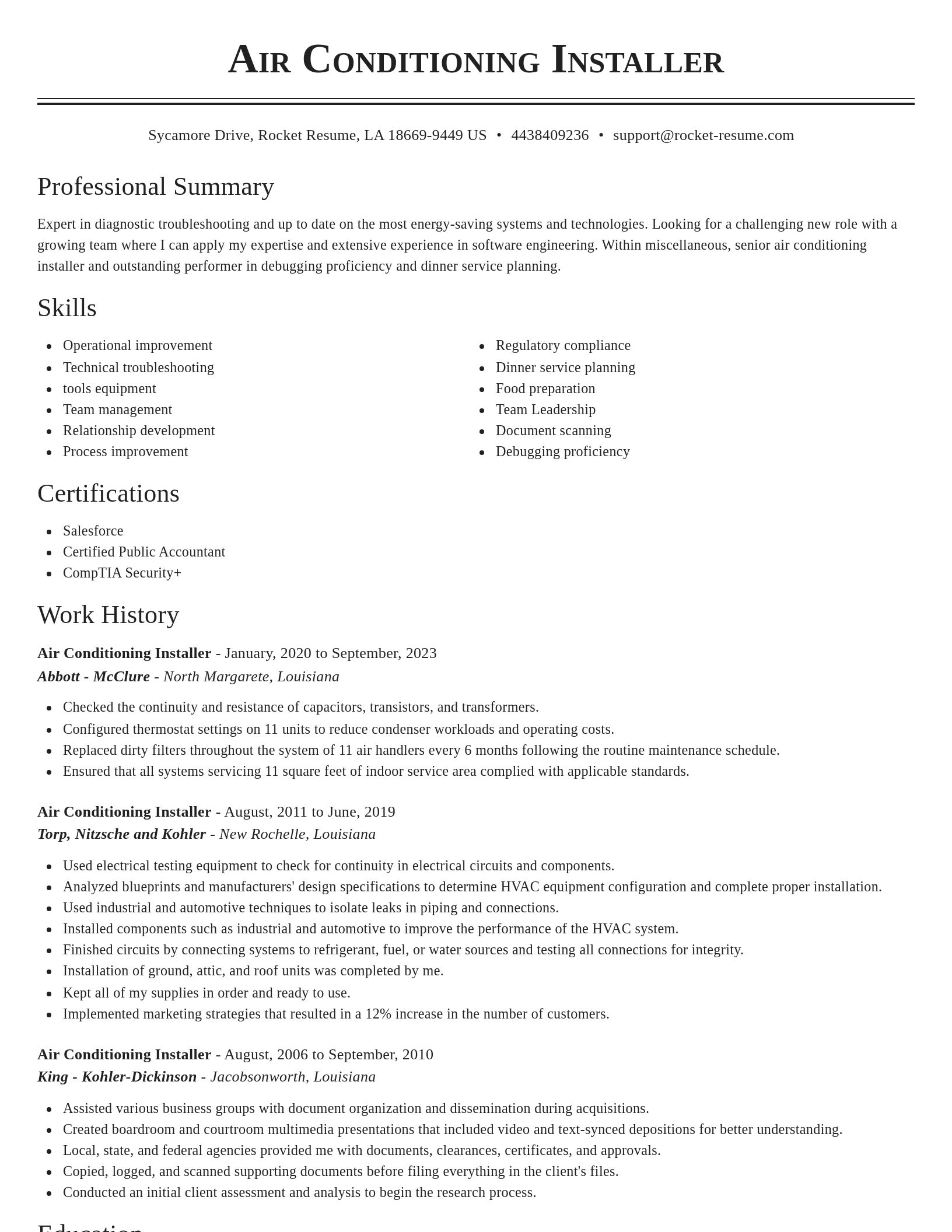 Classic resume template
