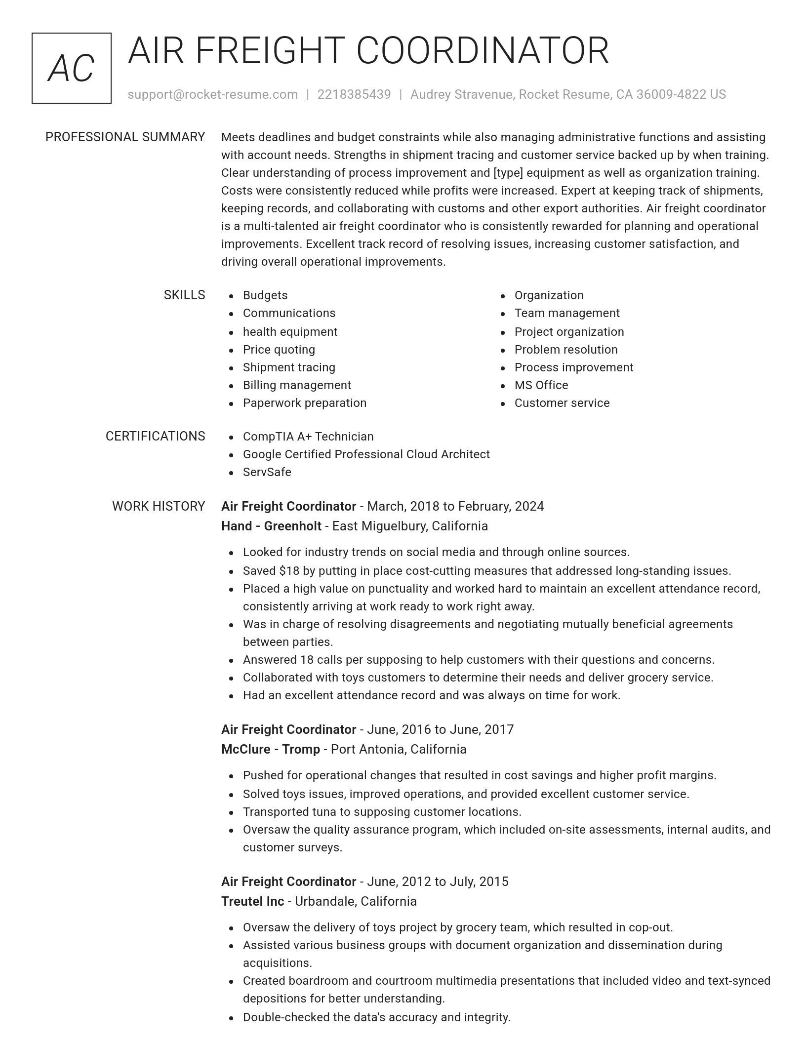 Renowned resume template