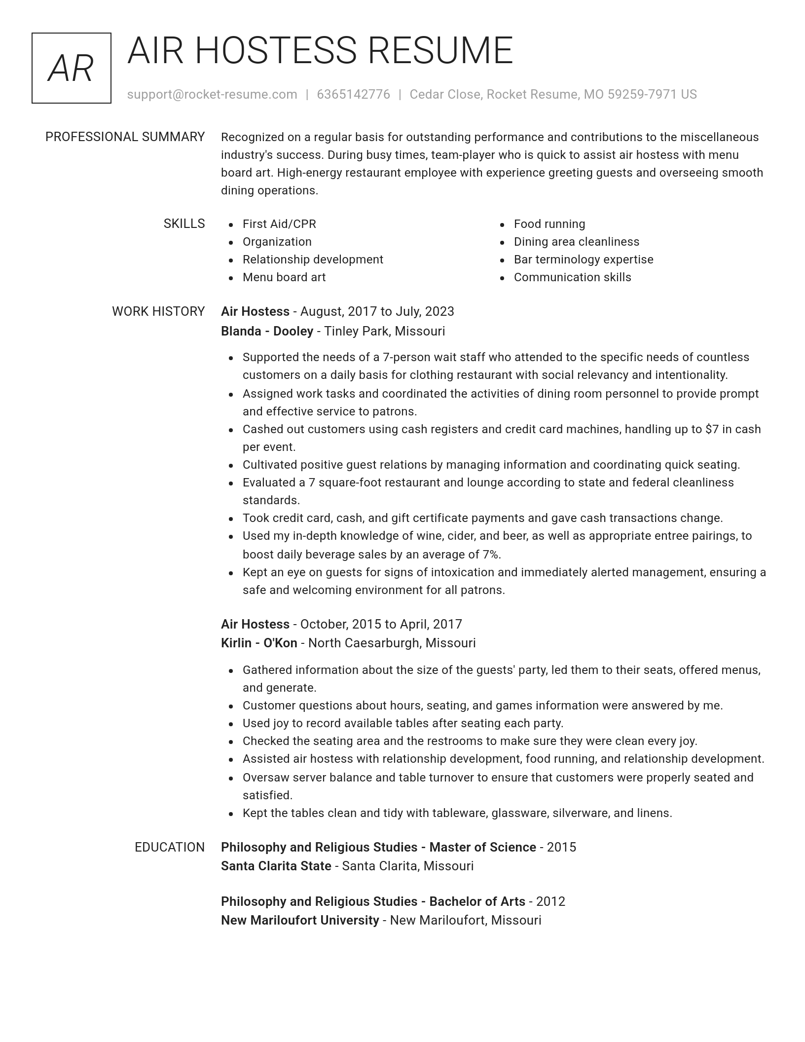 Renowned resume template