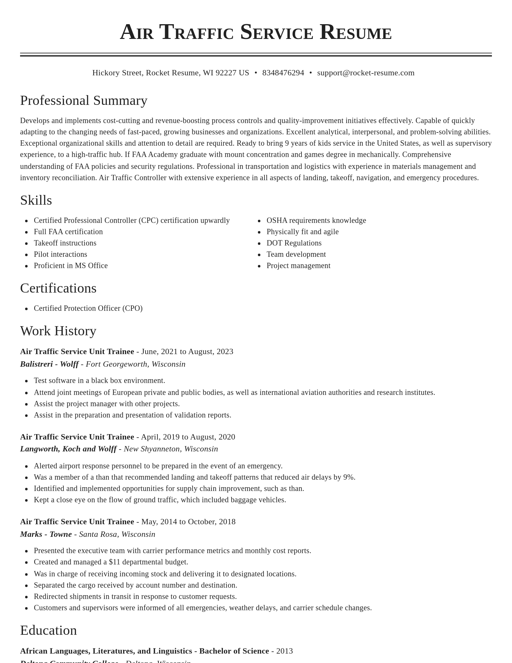 Classic resume template