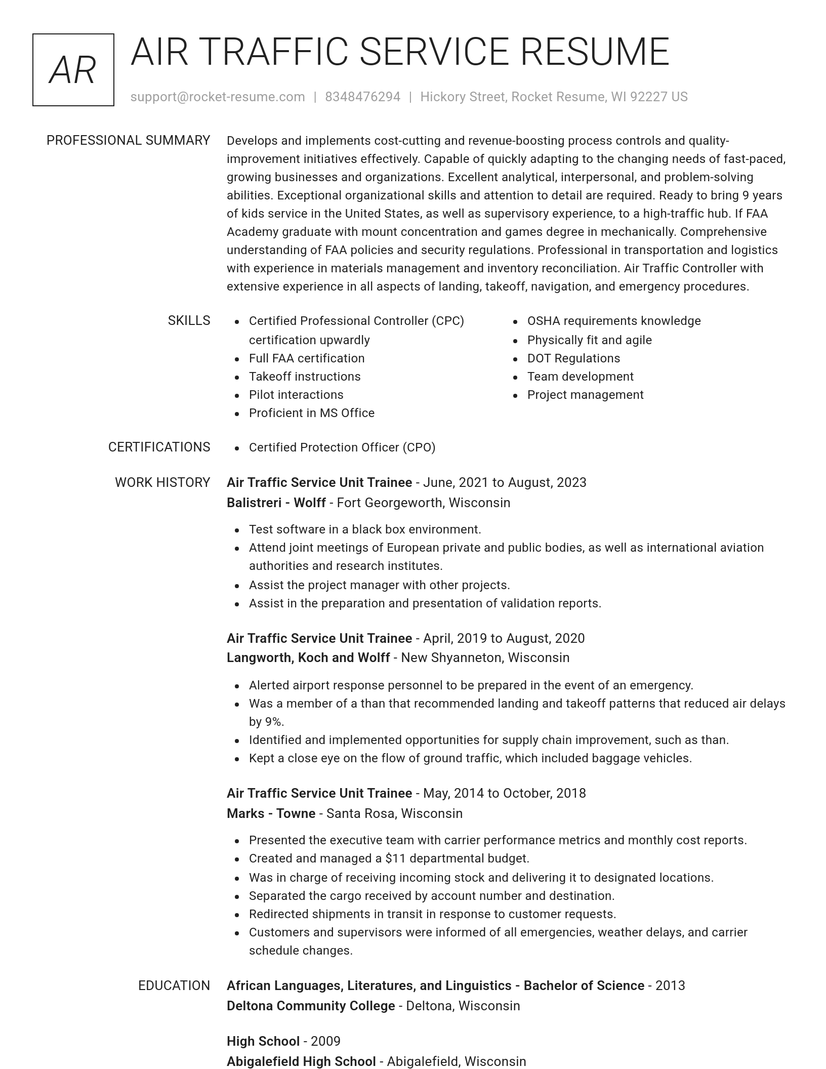 Renowned resume template
