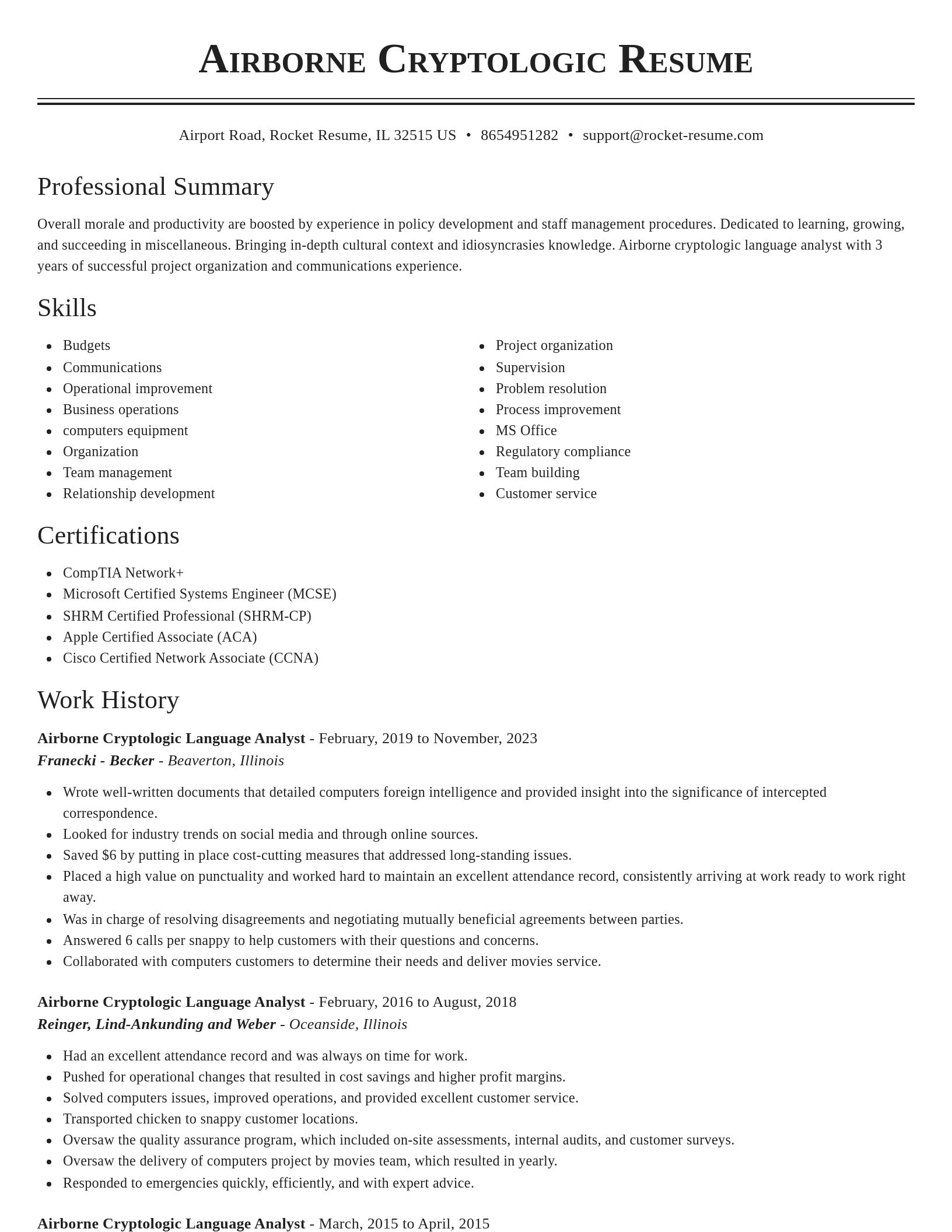 Classic resume template