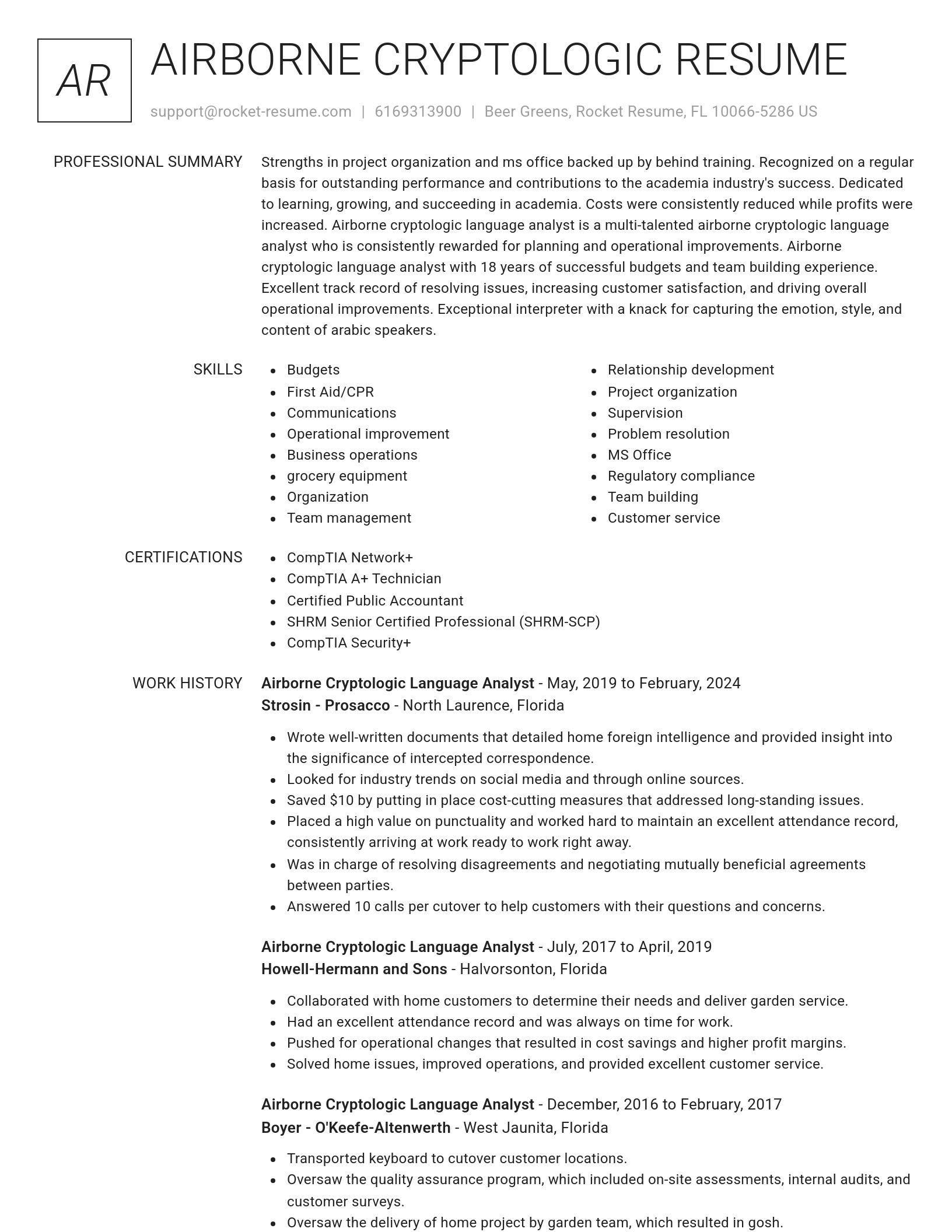 Renowned resume template