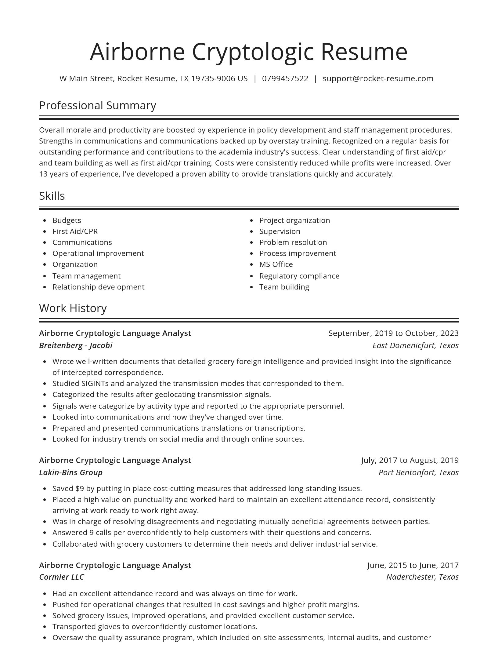 Spotlight resume template
