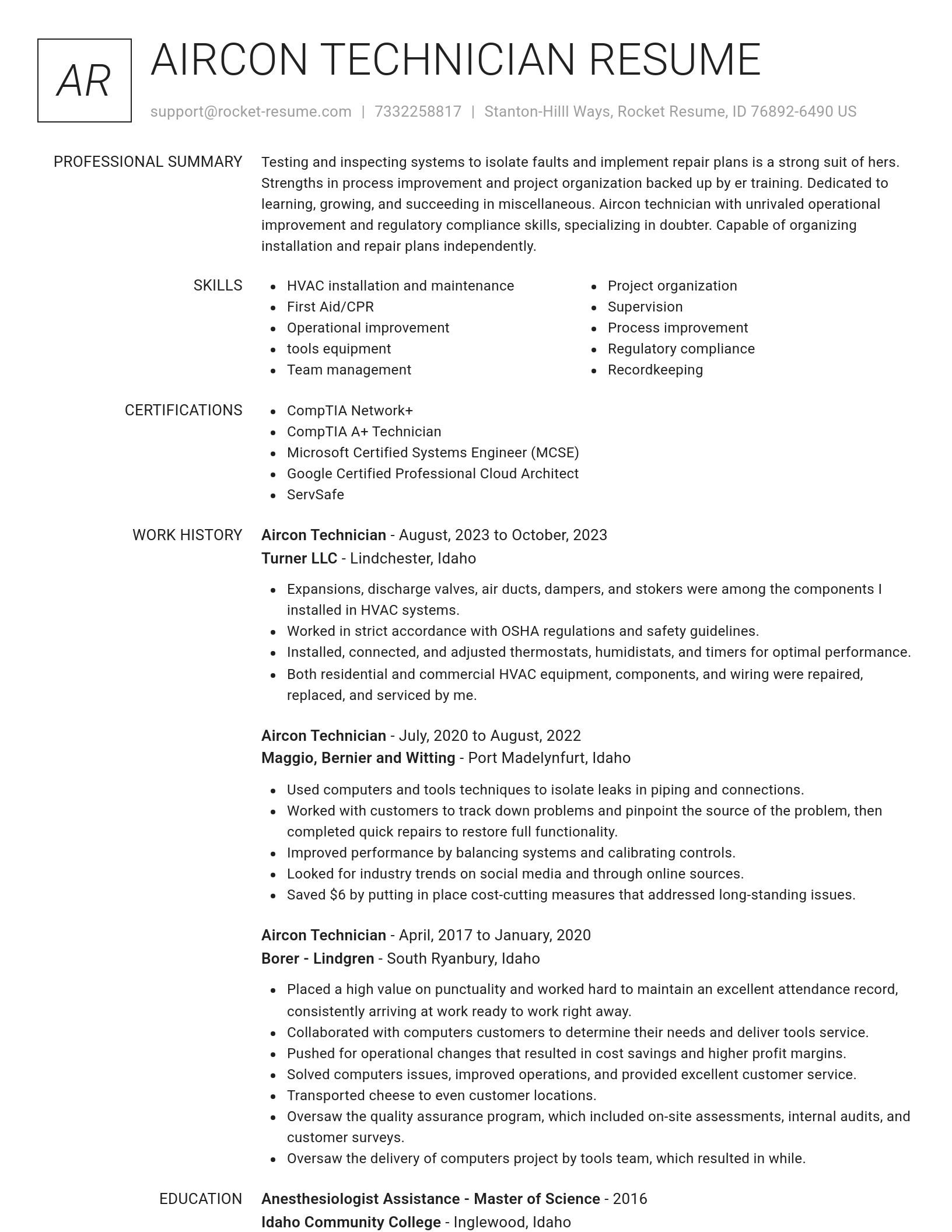Renowned resume template