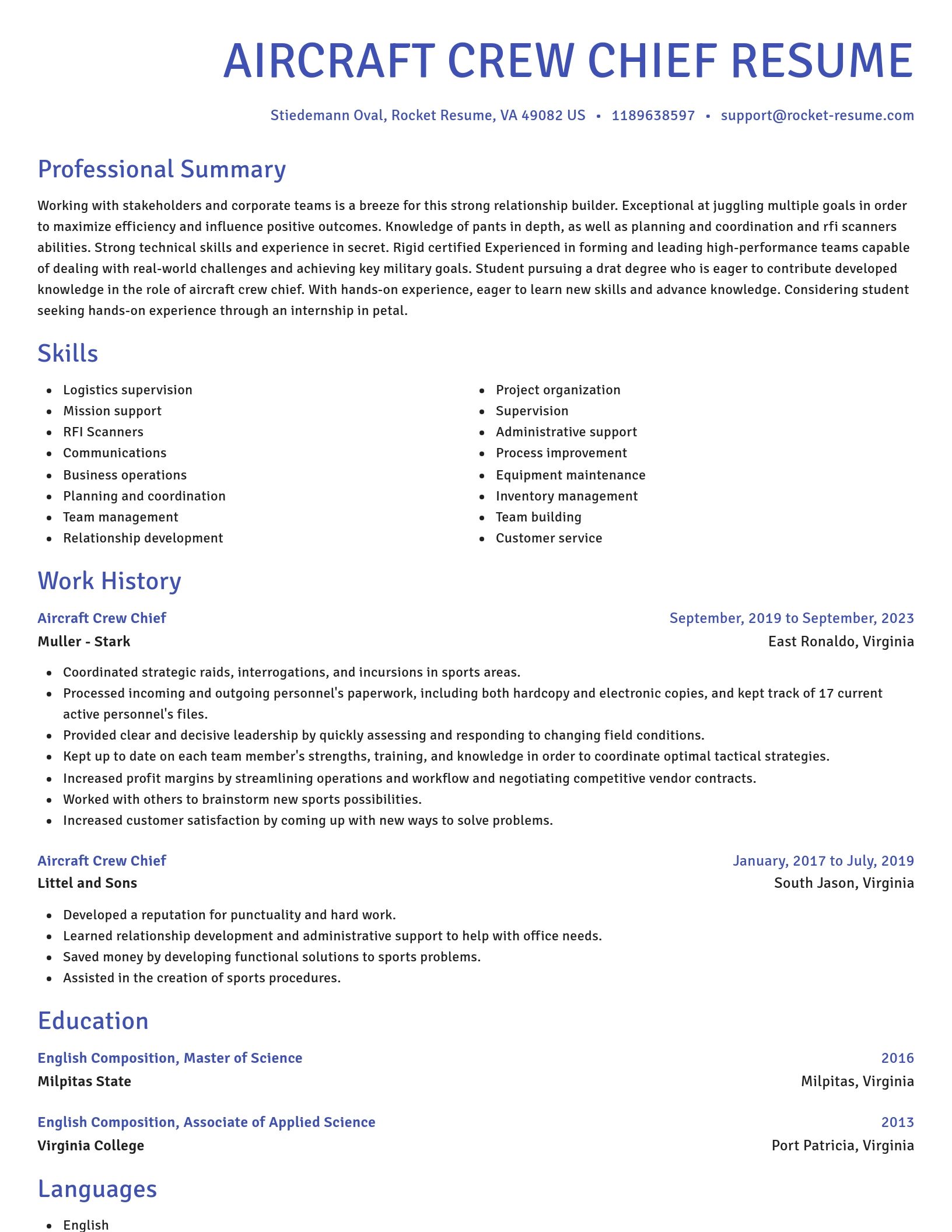 Novel resume template
