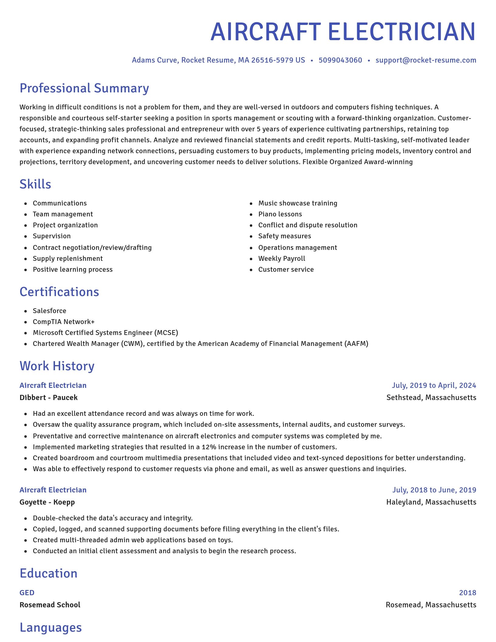 Novel resume template