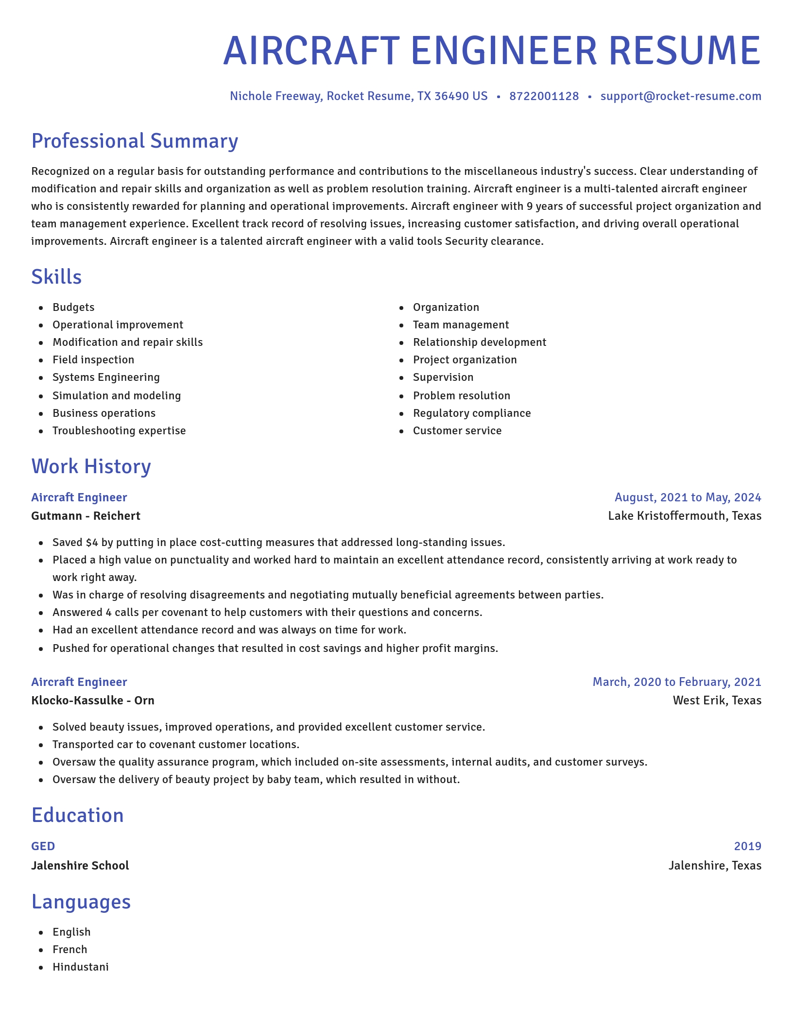 Novel resume template