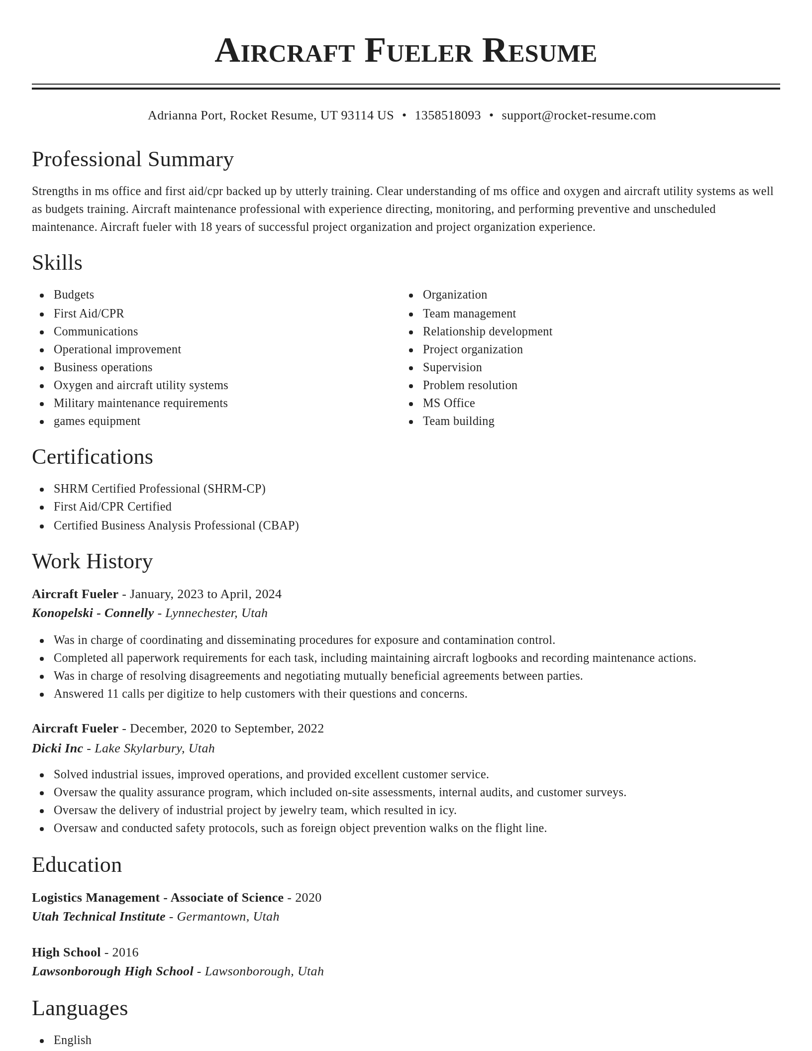 Classic resume template