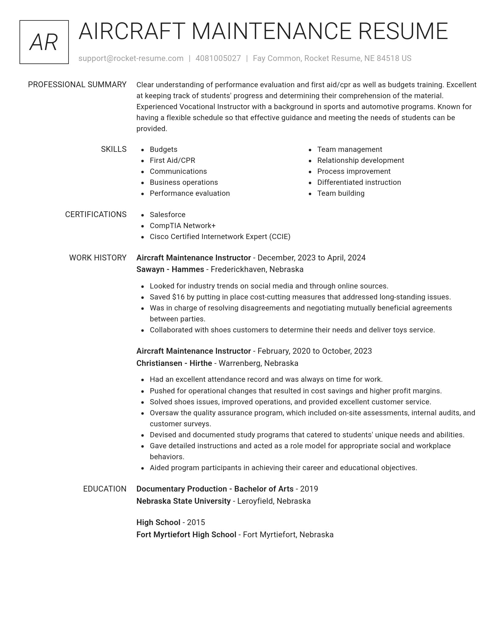 Renowned resume template