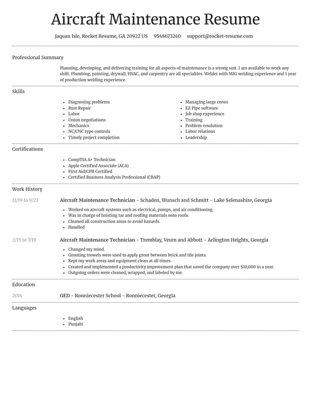 Dignified resume template