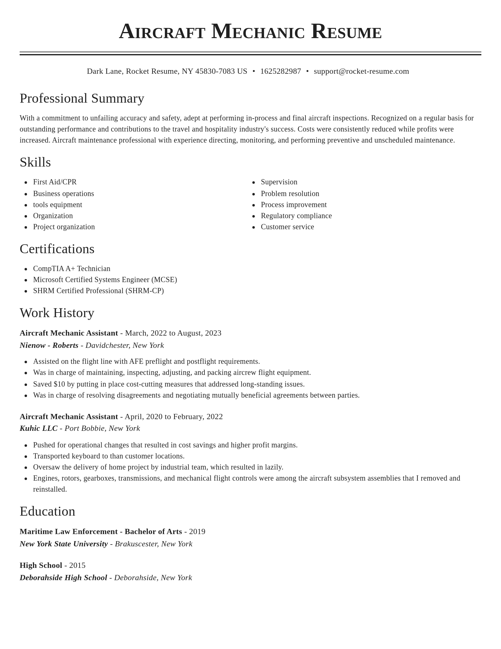 Classic resume template