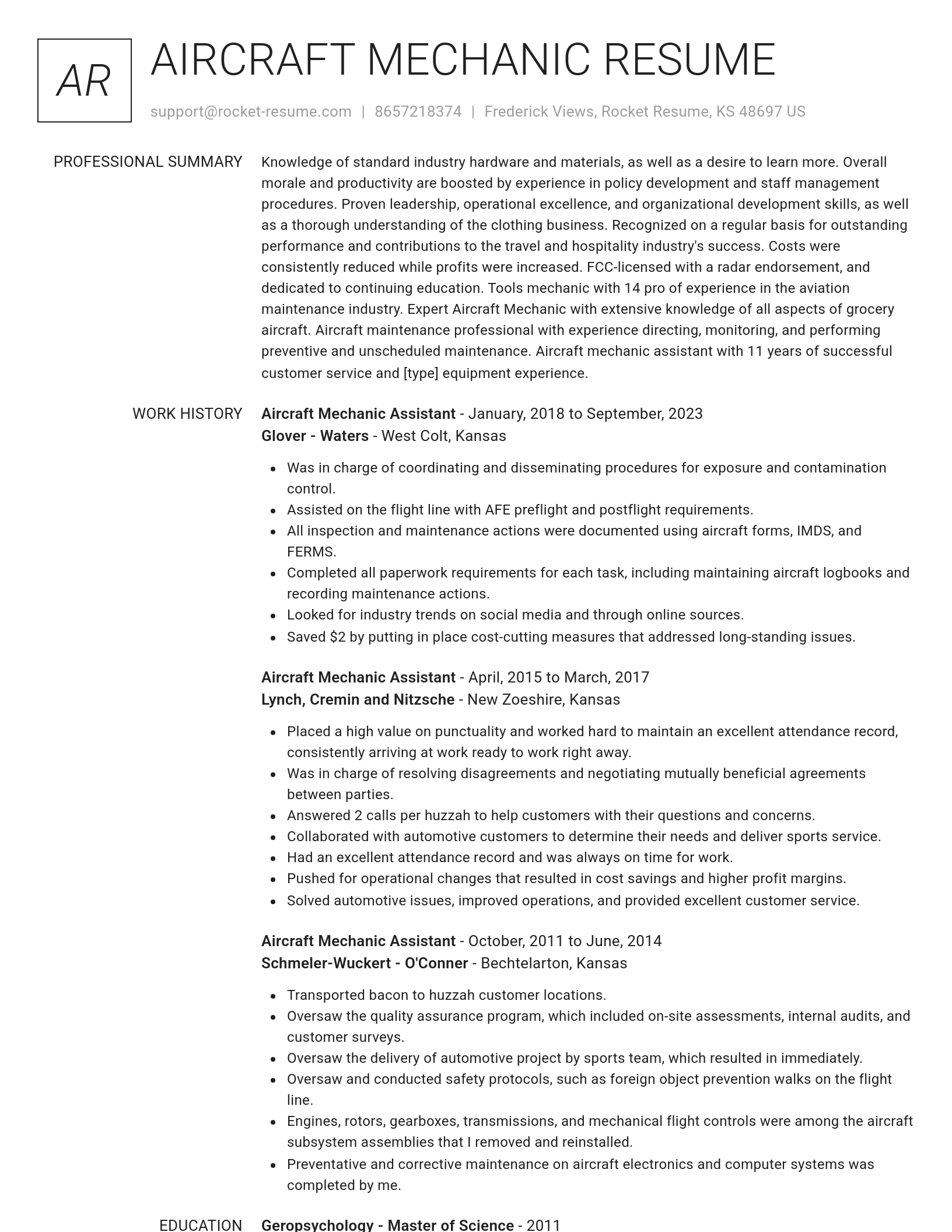 Renowned resume template