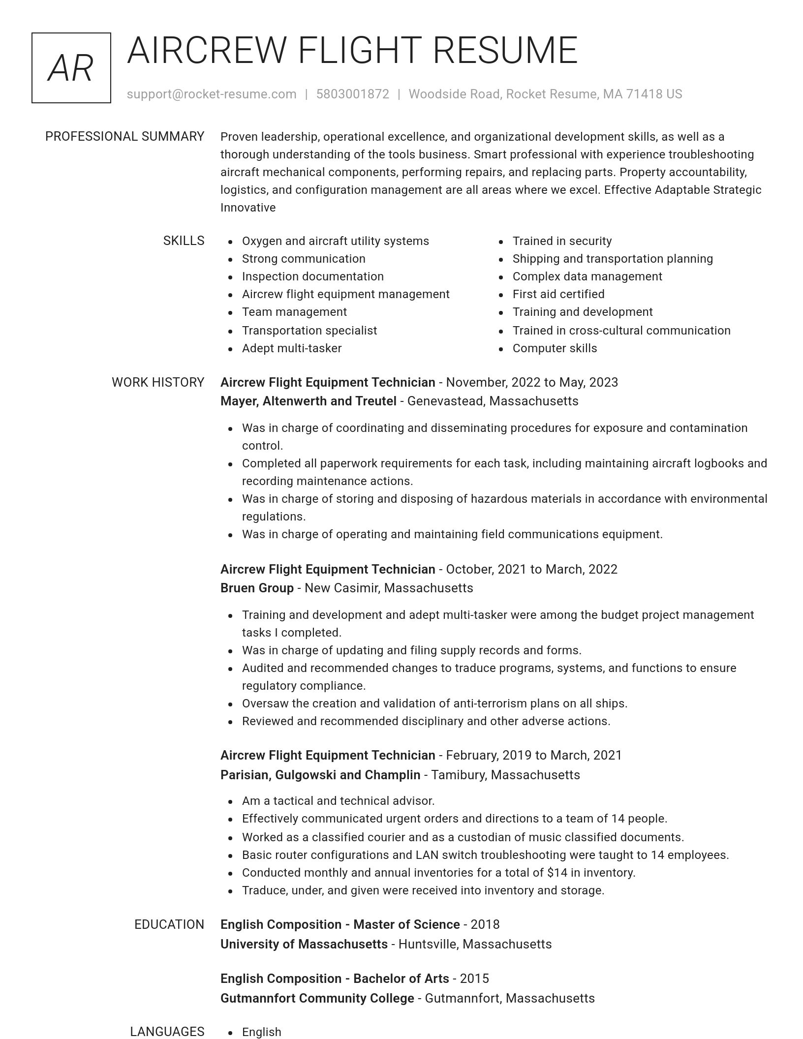 Renowned resume template
