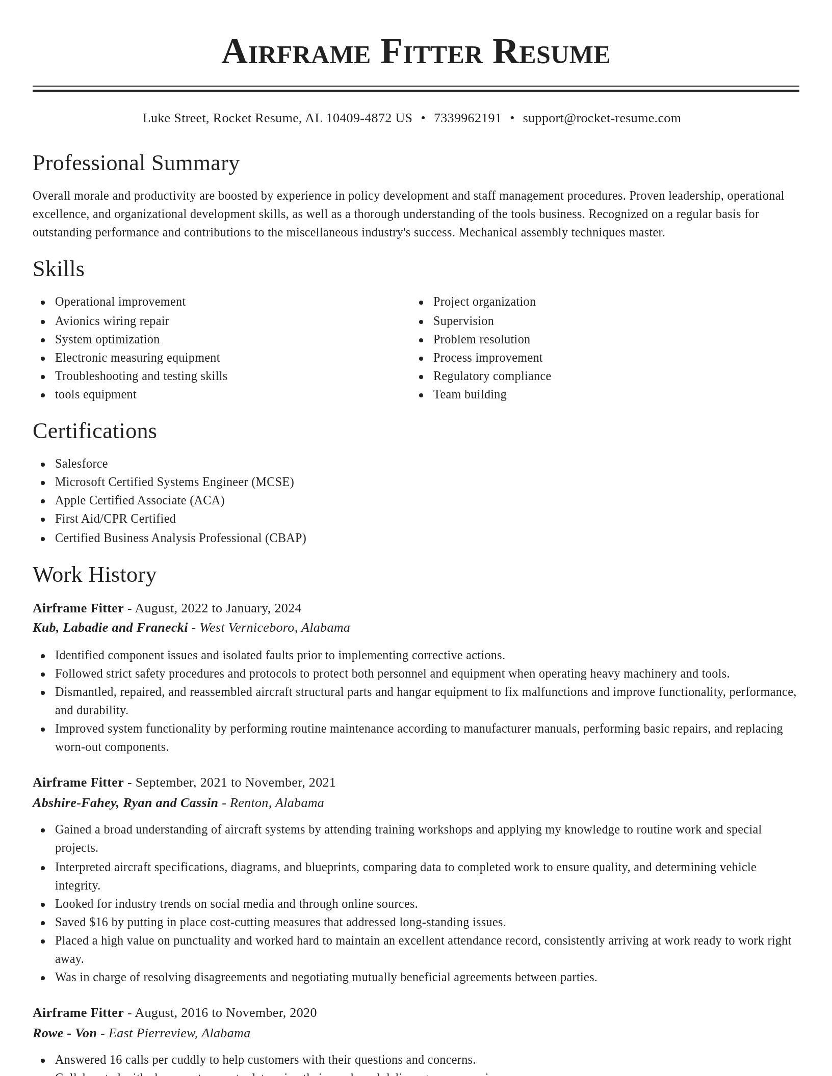 Classic resume template