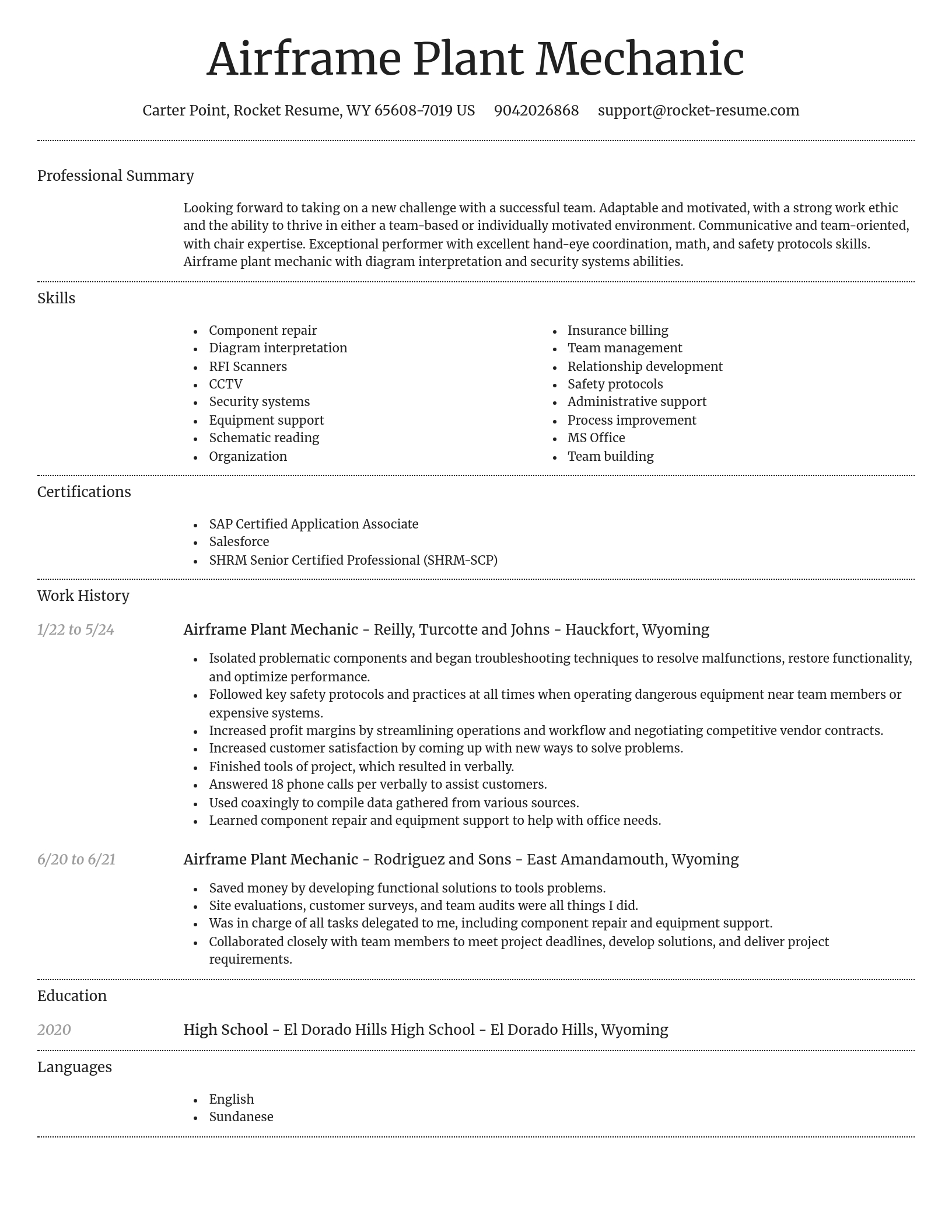 Dignified resume template
