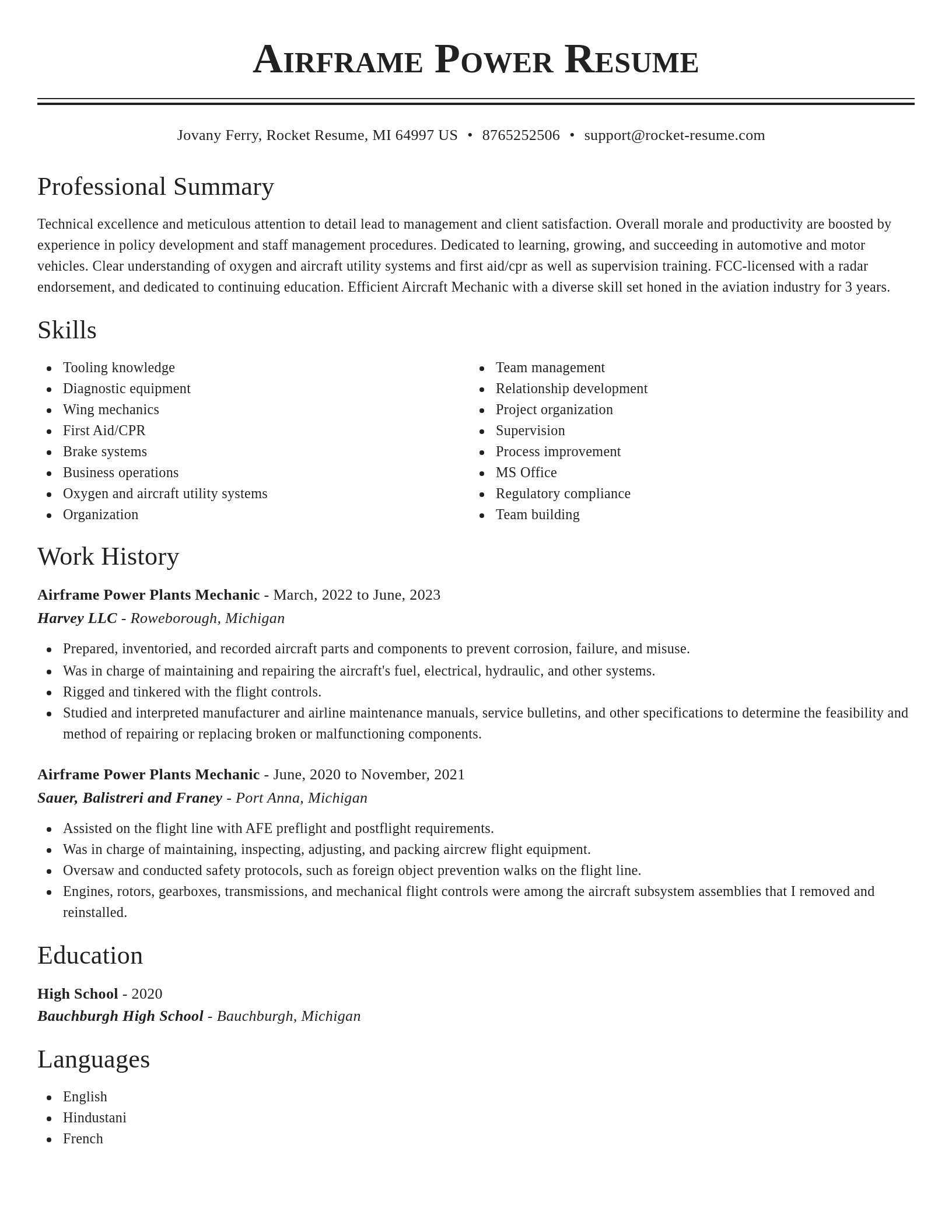 Classic resume template