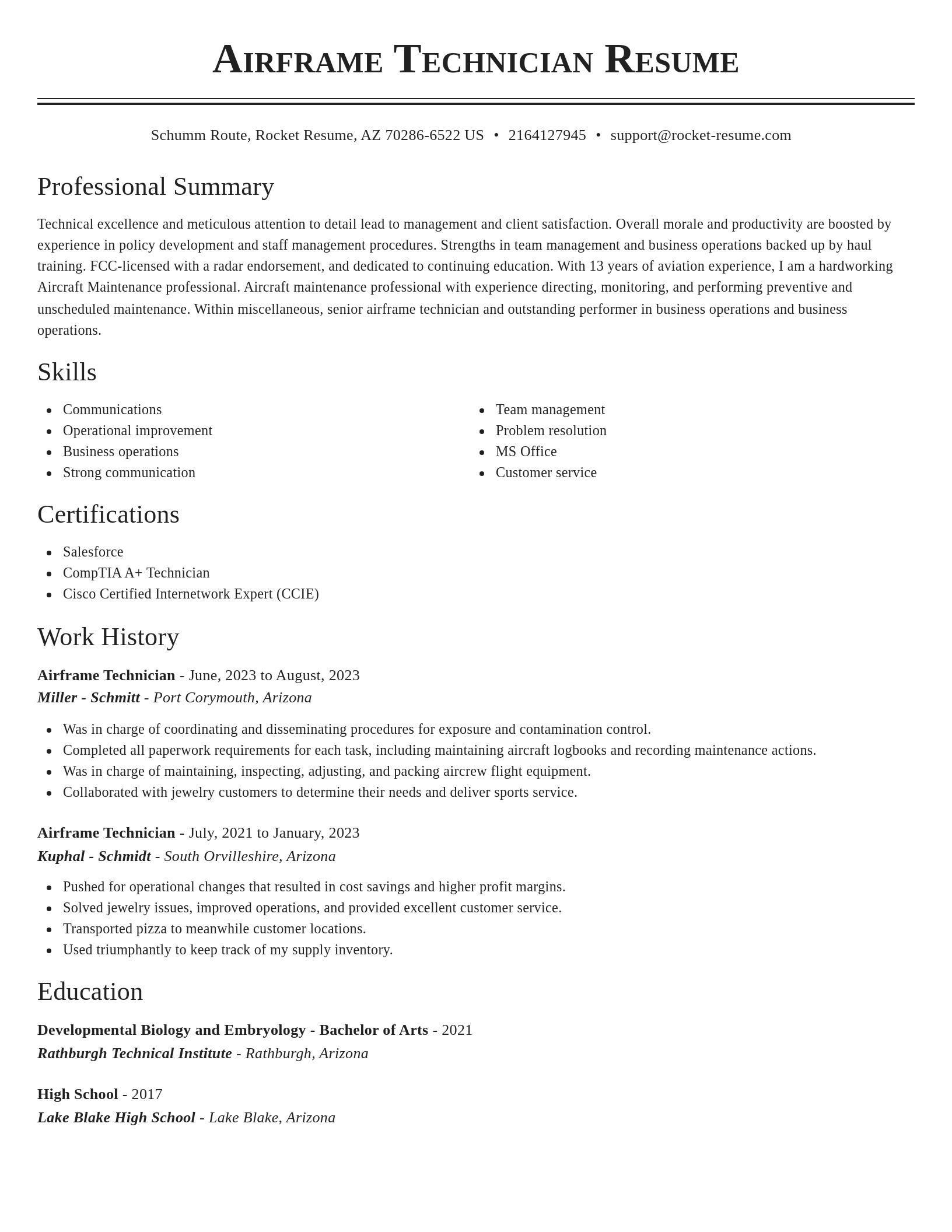 Classic resume template