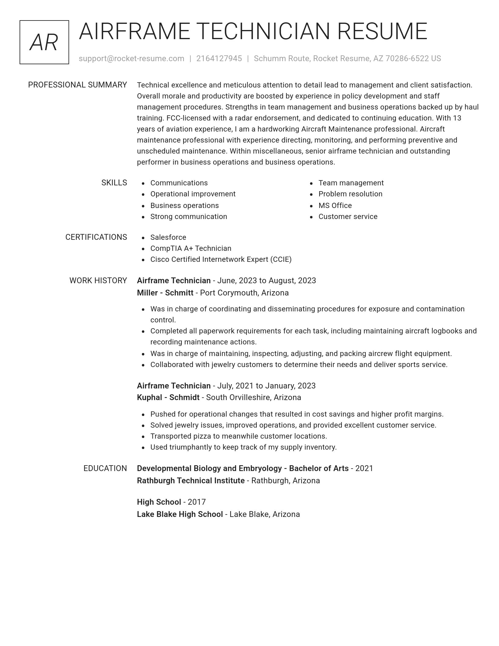 Renowned resume template