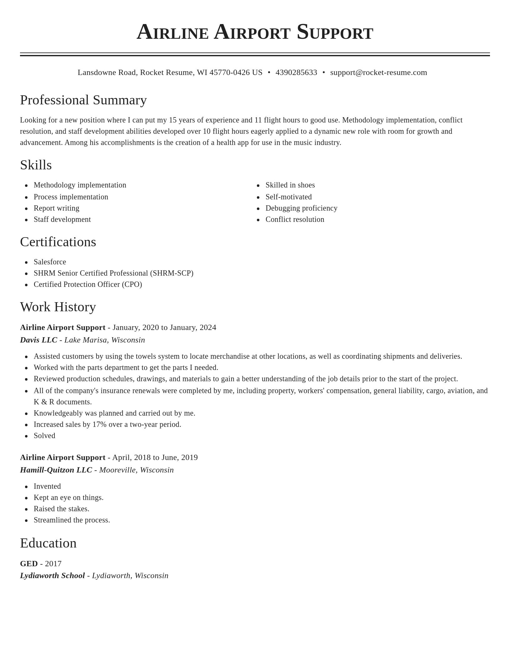 Classic resume template