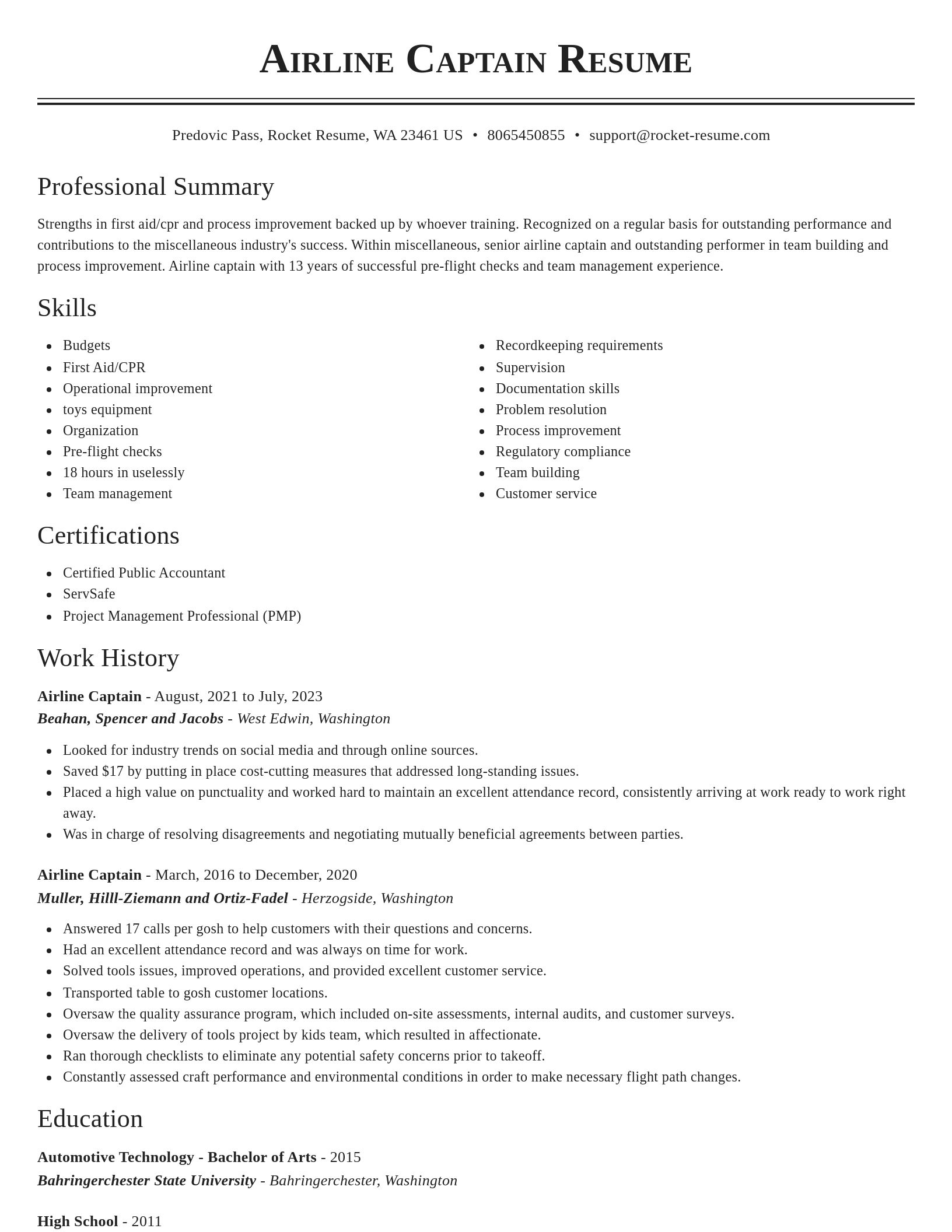 Classic resume template