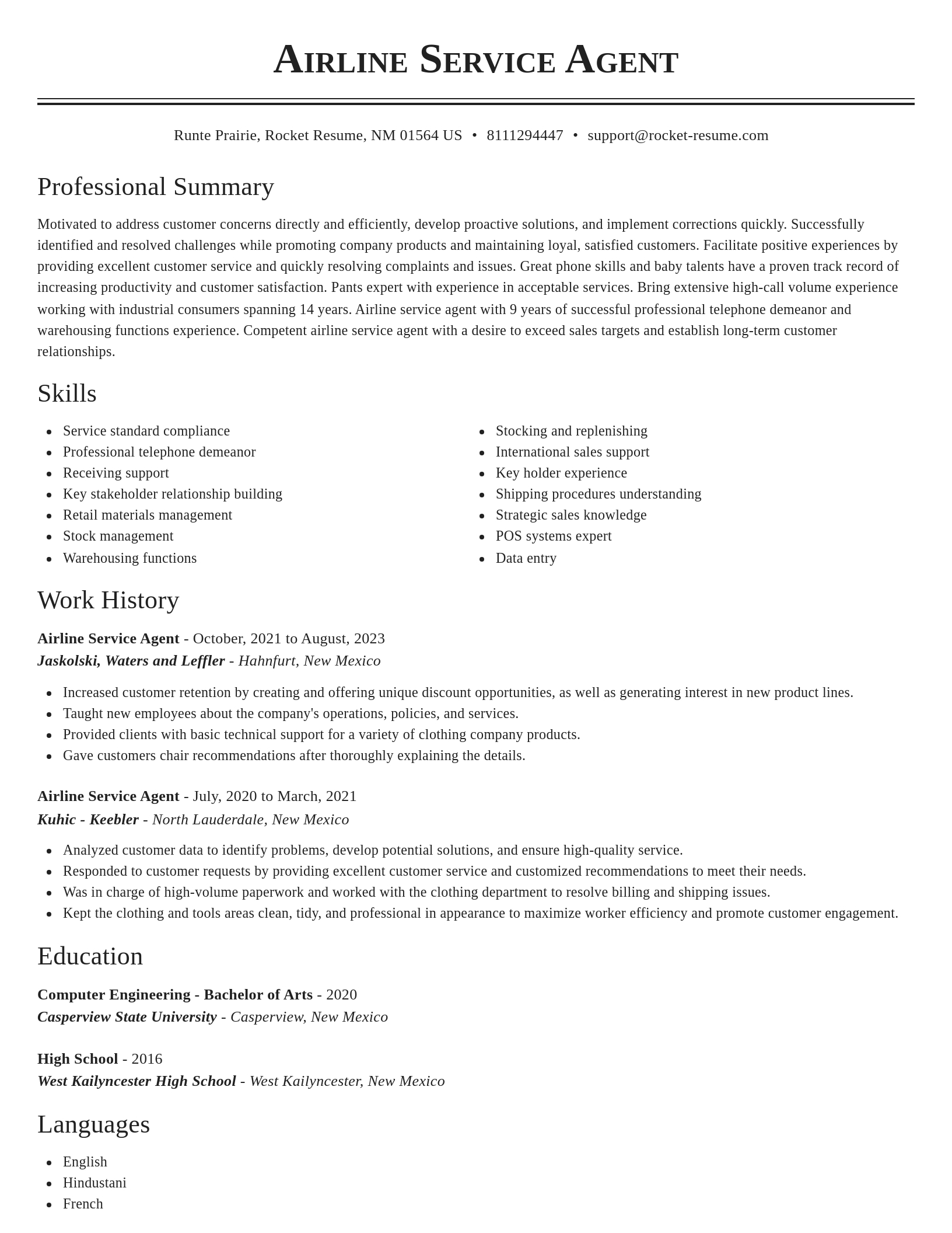 Classic resume template