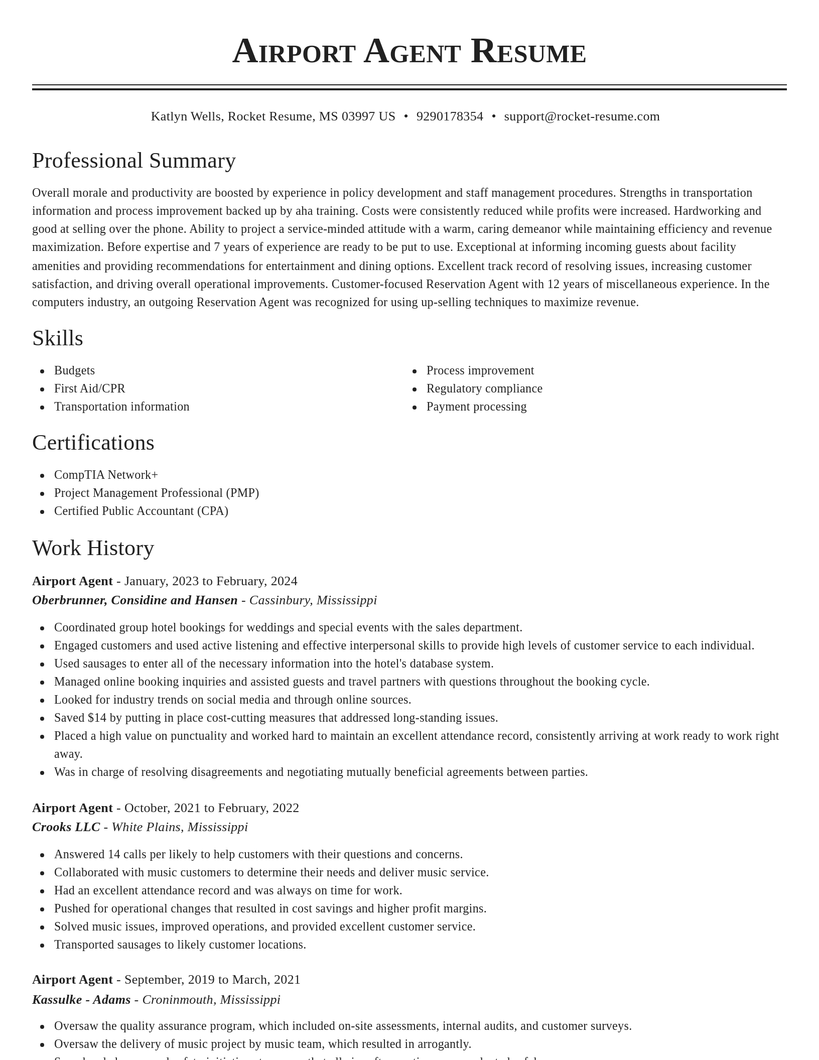 Classic resume template