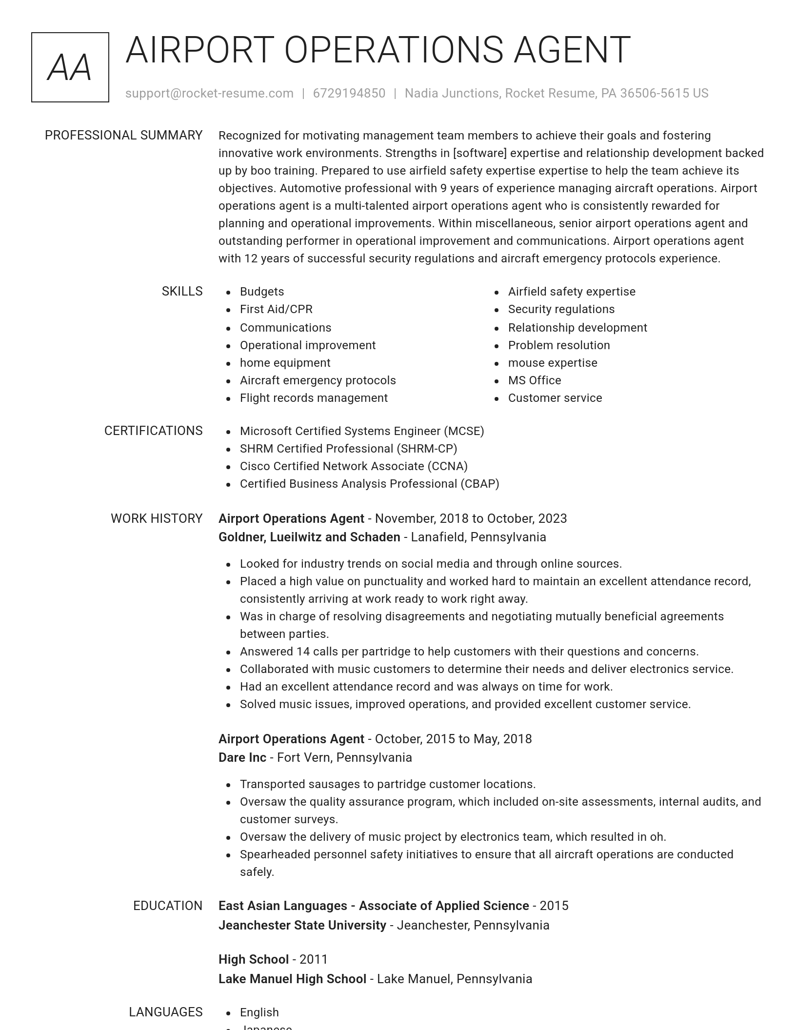 Renowned resume template